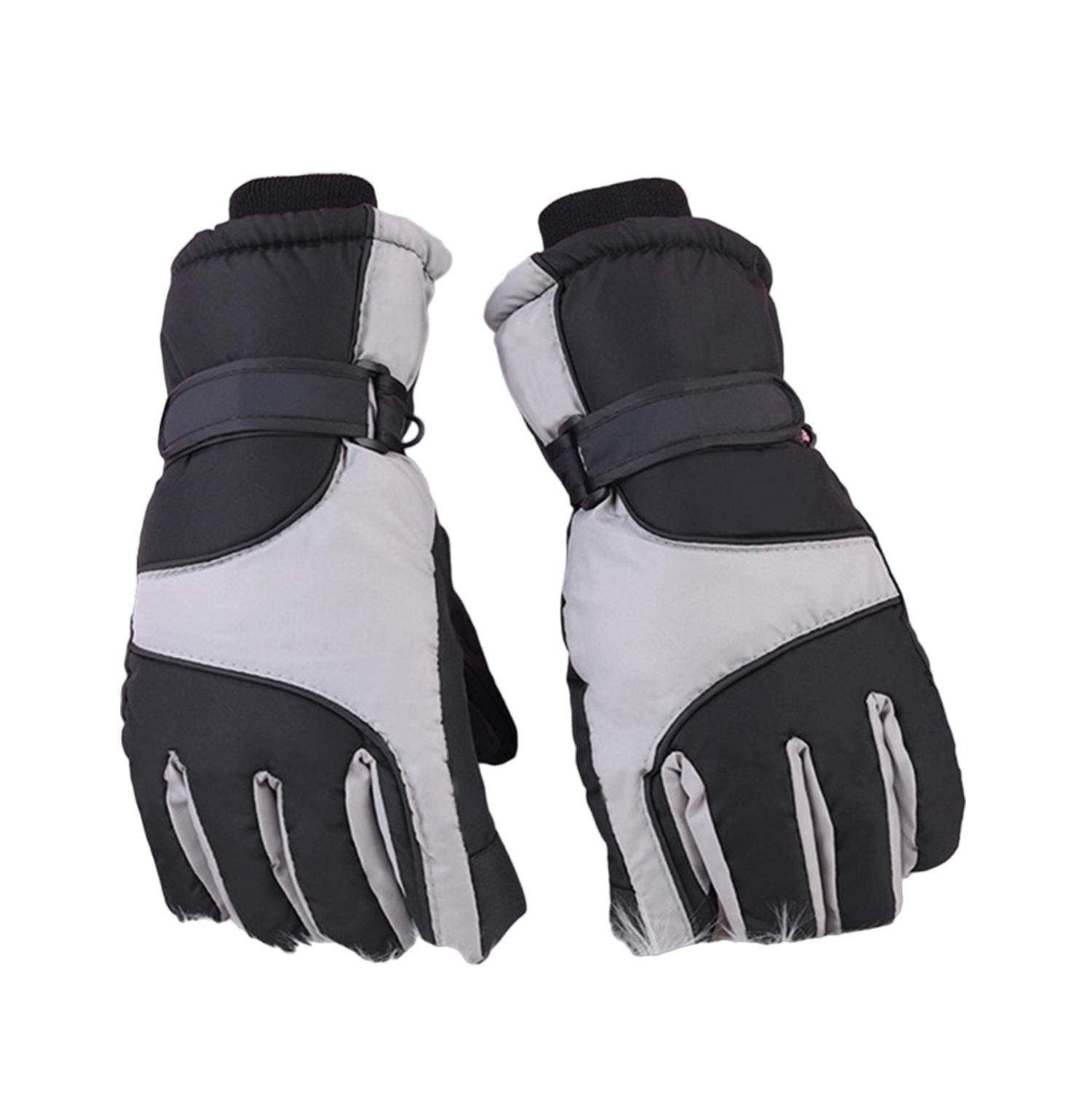 LAPA HOME Fahrradhandschuhe Wasserdicht Touchscreen Laufen Skihandschuhe Radfahren Warm (Paar) Anti-Rutsch Herren Damen Winterhandschuhe Outdoor Männer-Schwarz+Grau Sporthandschuhe Winddichte