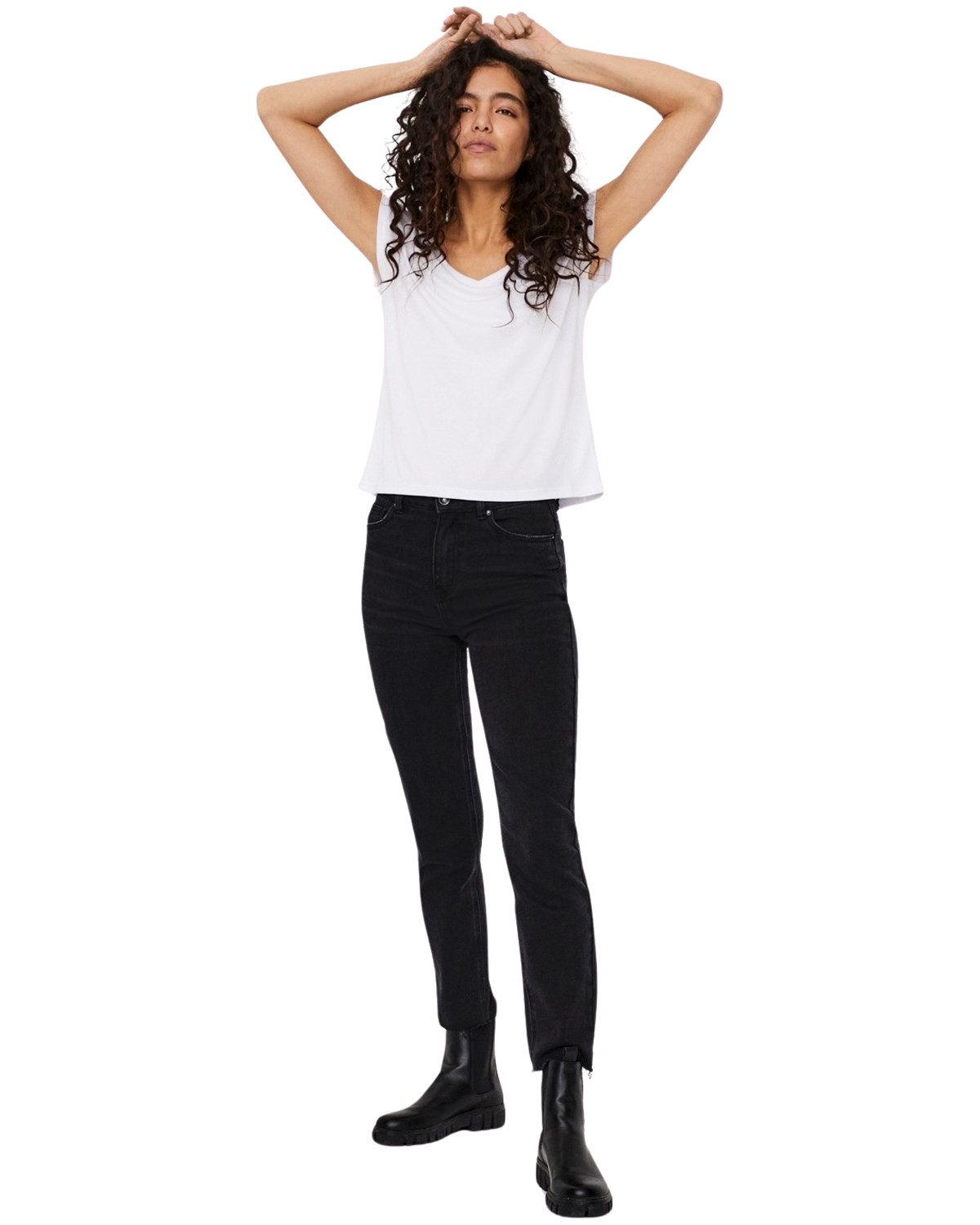 Vero Moda T-Shirt (2er-Pack) Basic Shirt mit V-Ausschnitt im Doppelpack