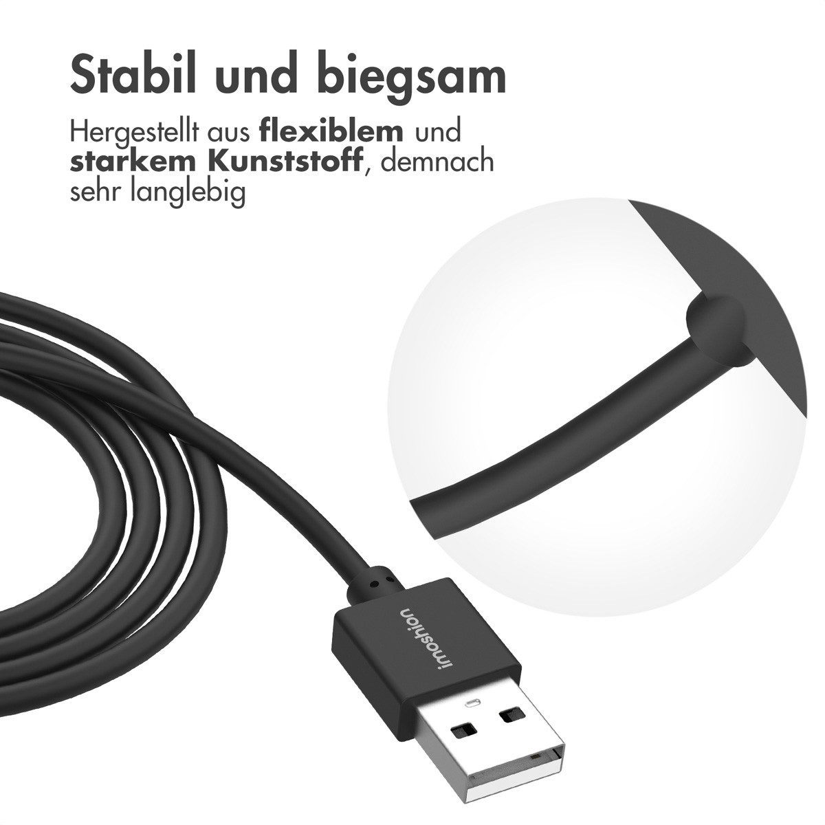 imoshion imoshion USB-A-Ladekabel für Fitbit Charge 6 / Charge 5 / Luxe - 1 Met Smartwatch-Ladekabel – Bild 4 von 5