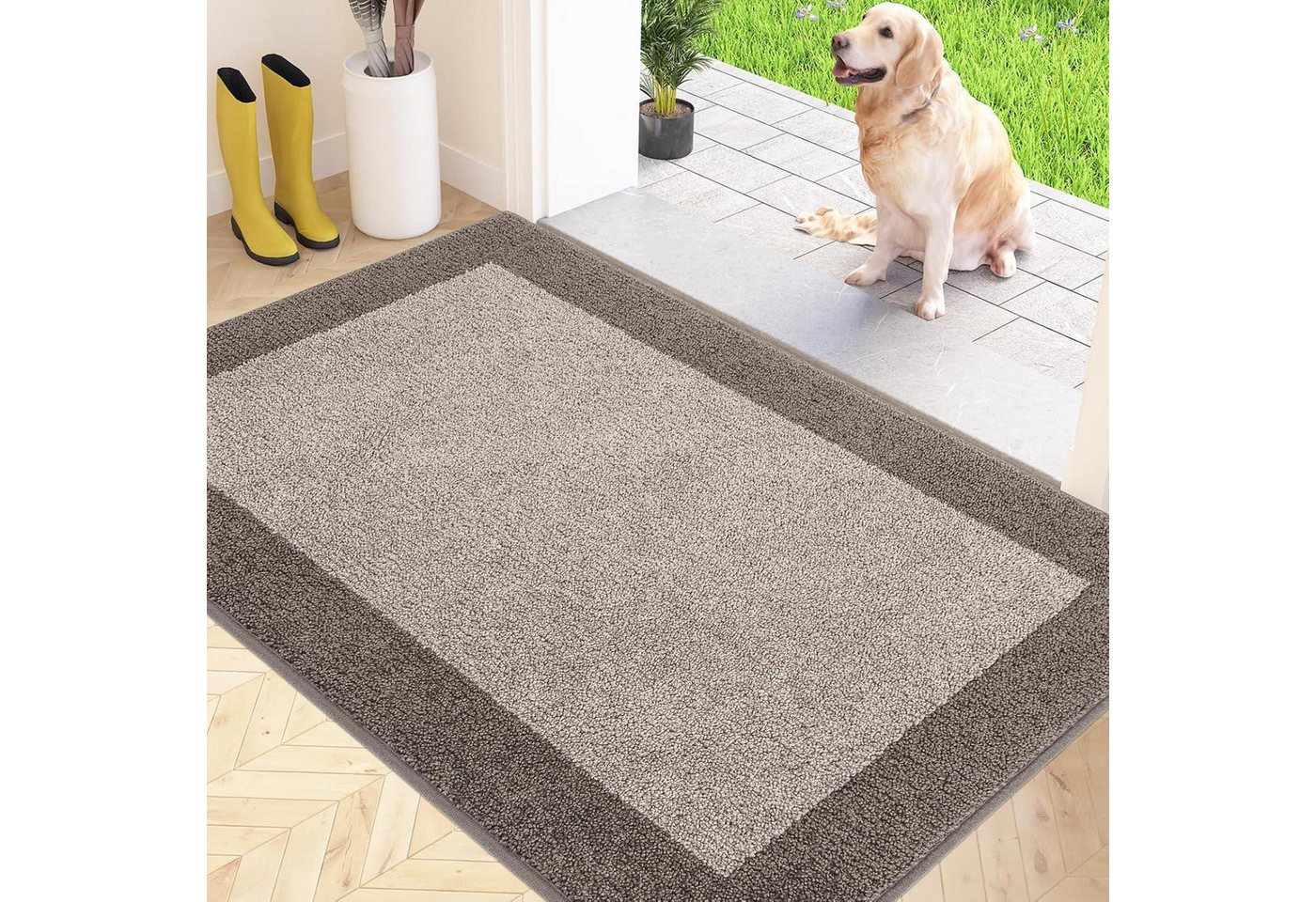 LuxusKollektion Fußmatte Schmutzfangmatte Fußmatte rutschfest 80 x 120 cm (Rechteckig) Beige