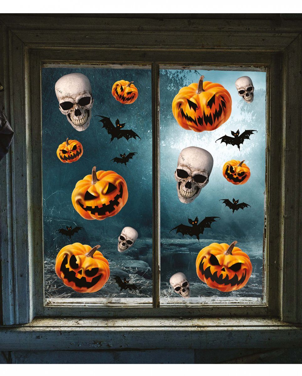 Horror-Shop Dekorationsfolie Kürbis & Totenkopf Fenster Наклейки für Halloween