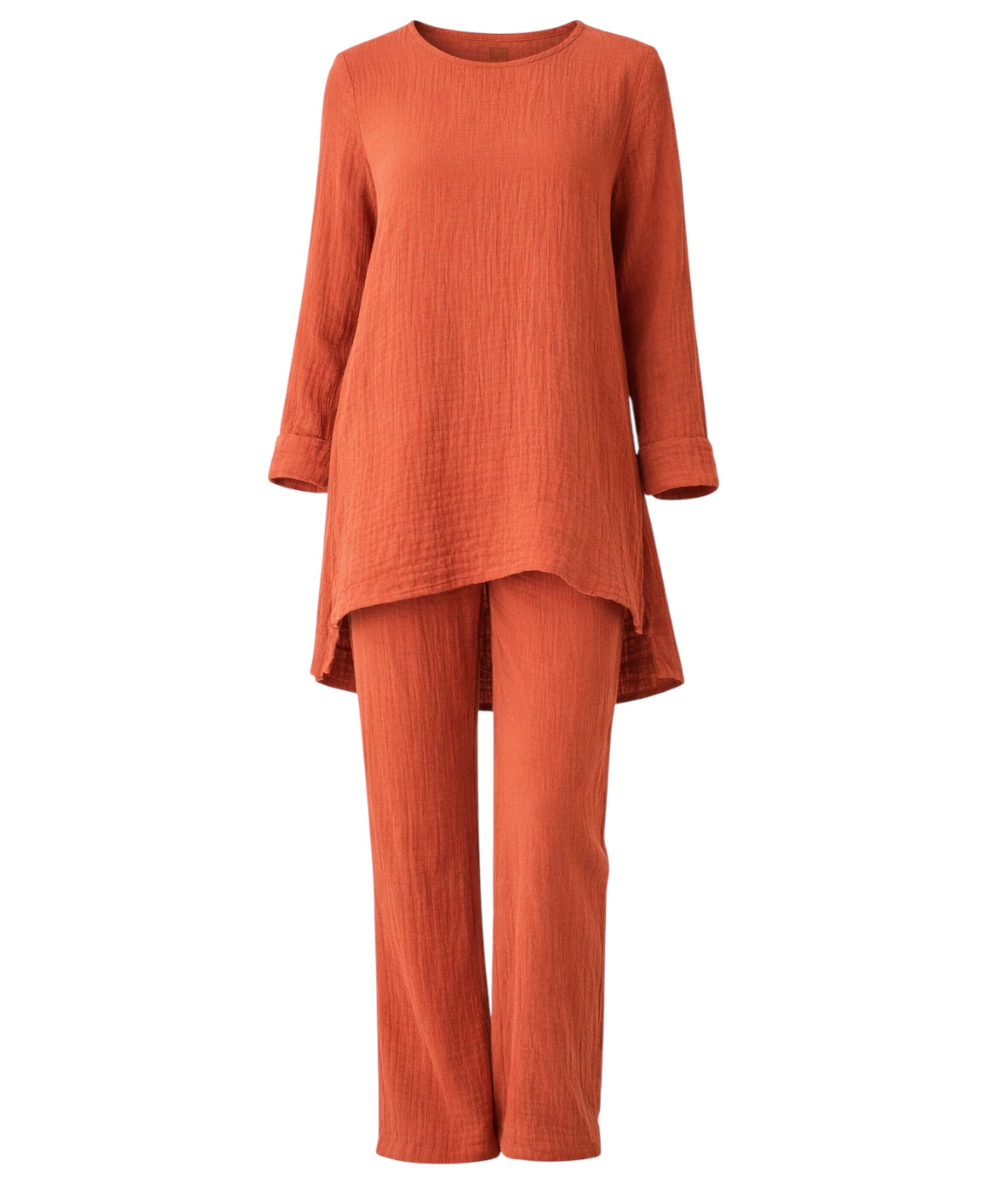 WENOR Hosenanzug Tunika Set aus Musselin 100 % Baumwolle Modest Fashion (2-tlg)
