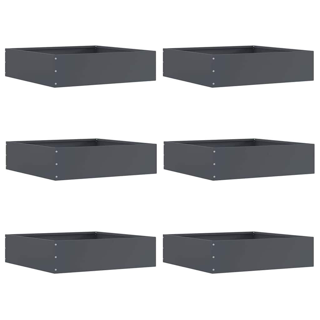 vidaXL Beetumrandung Raseneinfassung 6 Stk. 50 x 50 x 13 cm Stahl Anthrazit