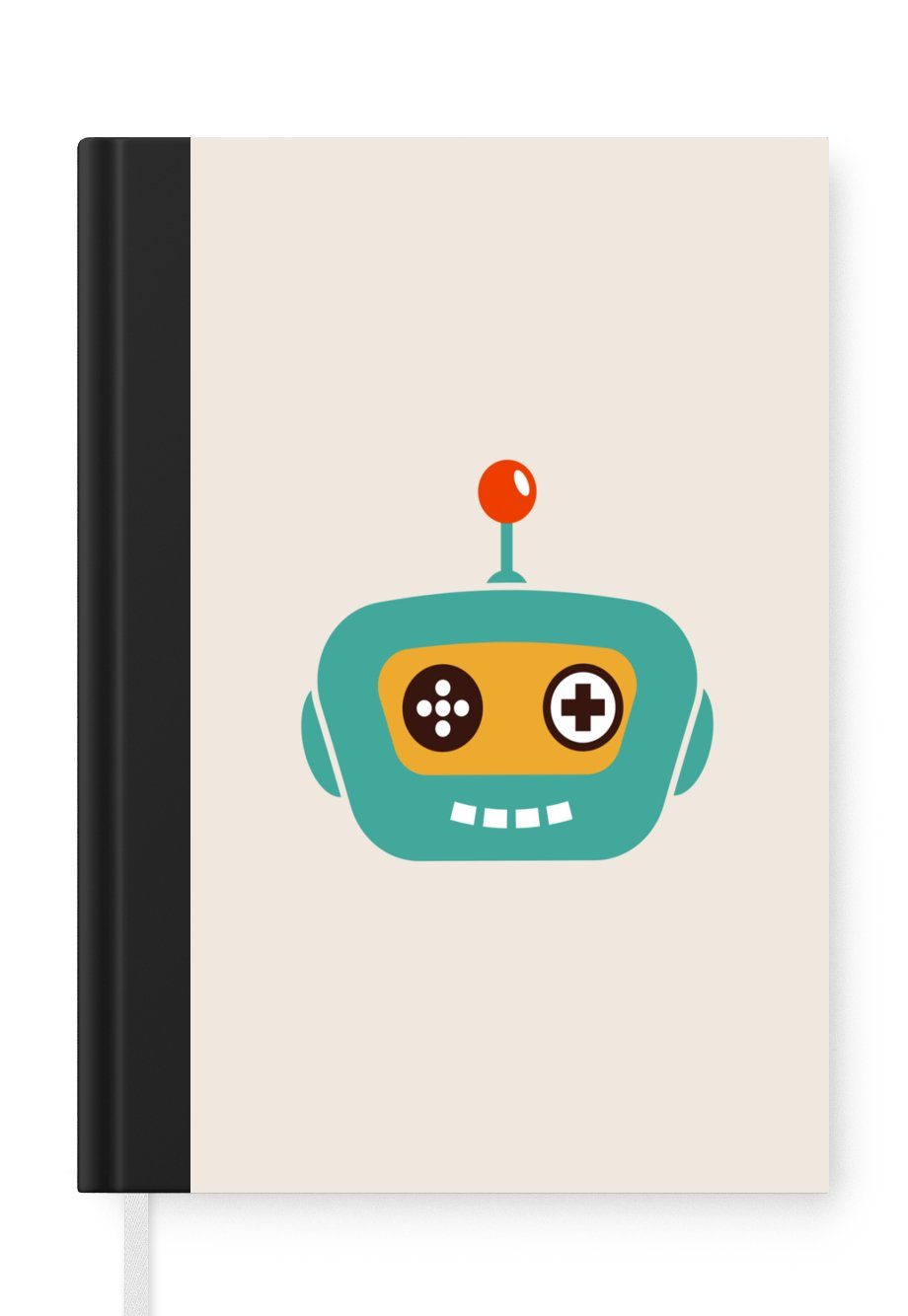 MuchoWow Notizbuch Roboter - Gesicht - Antenne - Technik - Junge - Kind, Journal, Merkzettel, Tagebuch, Notizheft, A5, 98 Seiten, Haushaltsbuch