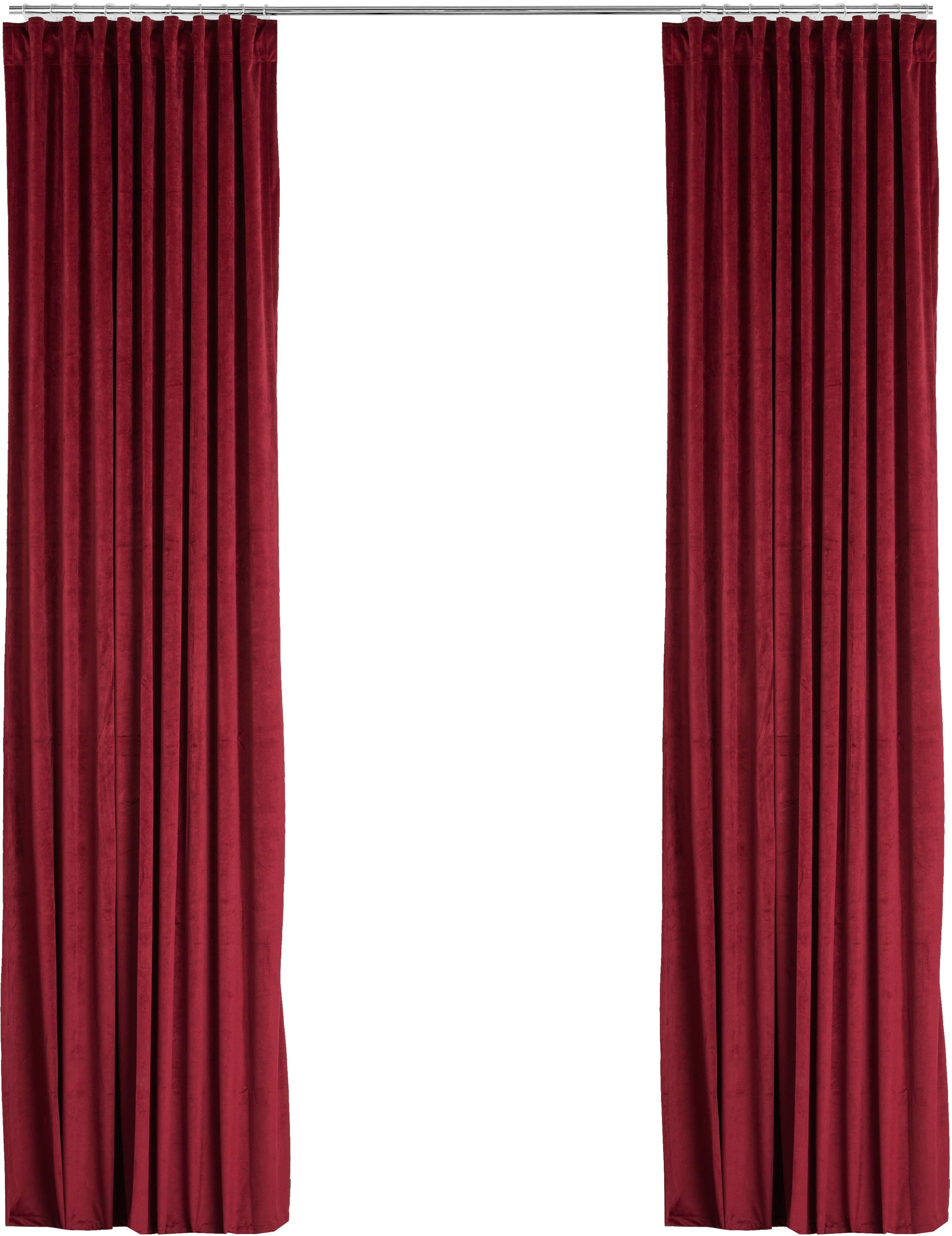 Vorhang Velvet uni, my home, Multifunktionsband (2 St), blickdicht, Samt rot