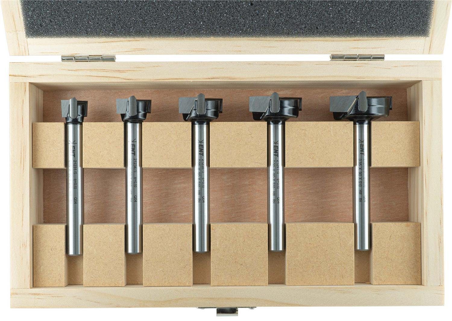 Fräsbohrer Hartmetall 09098 Schaft 10 Norm Ø Tools 20, 30 mm, 15, Kunstbohrer-Set, - 35 European ENT Holzbox), 5-tlg. mm und Ø (in 25,