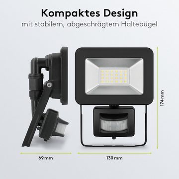 Goobay LED Flutlichtstrahler LED Außenstrahler mit Bewegungsmelder 20 W Scheinwerfer, LED fest integriert, Neutralweiß, 4000 K / 1700 lm / M16 Kabelverschraubung / Schwarz