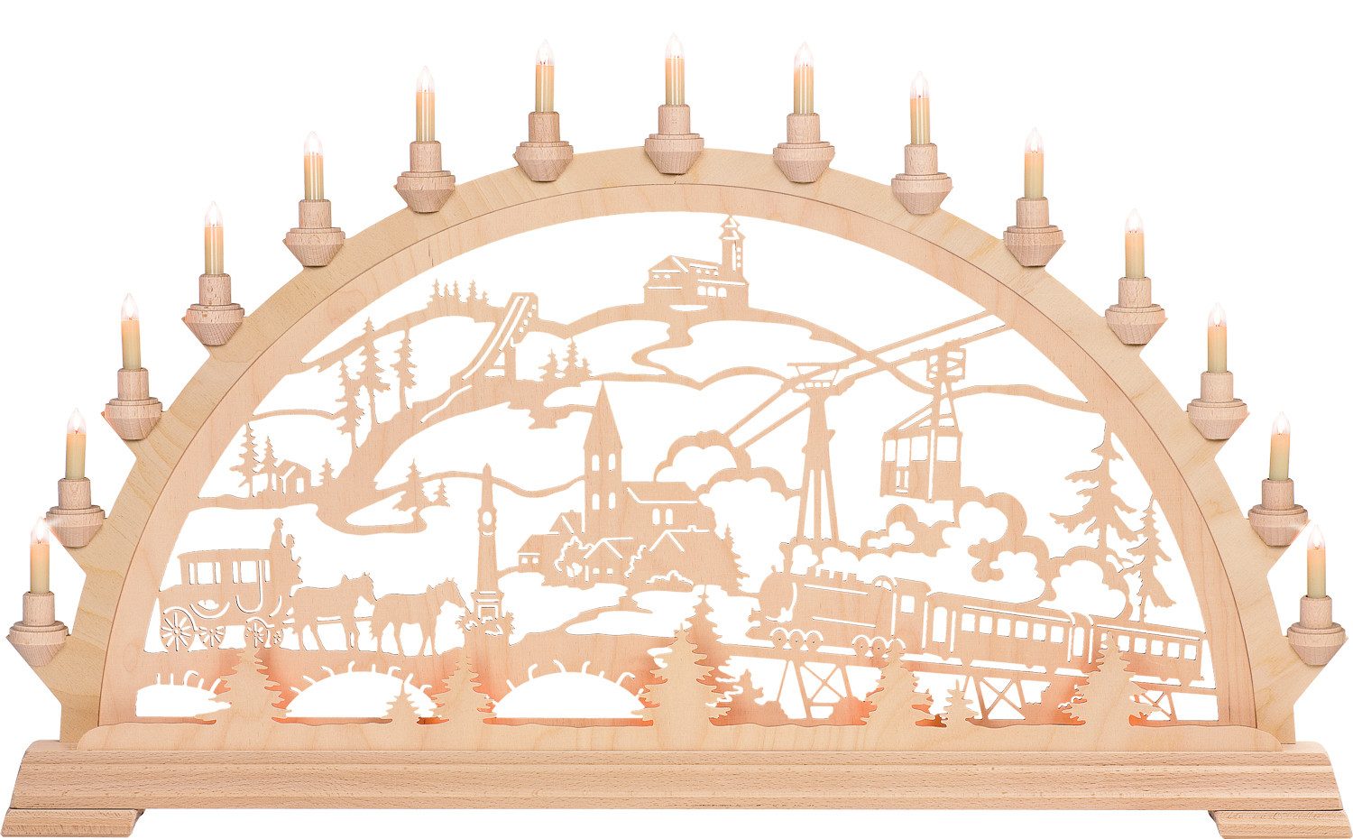 Kunstgewebe Taulin Schwibbogen Taulin Lichterbogen Oberwiesenthal - mit Vorbel., 20 flammig elektrisch beleuchtet