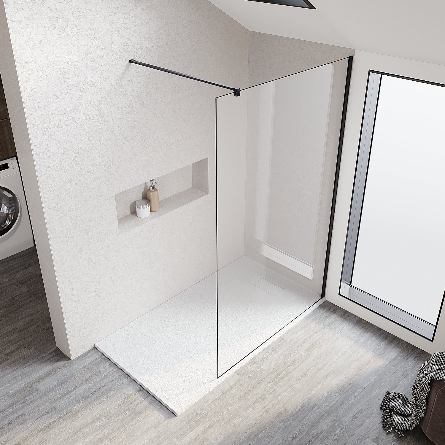 SONNI Walk-in-Dusche Walk in Duschwand Dusche, 80cm--140cm Duschabtrennung,Höhe 200cm, mit Nano Beschichtung