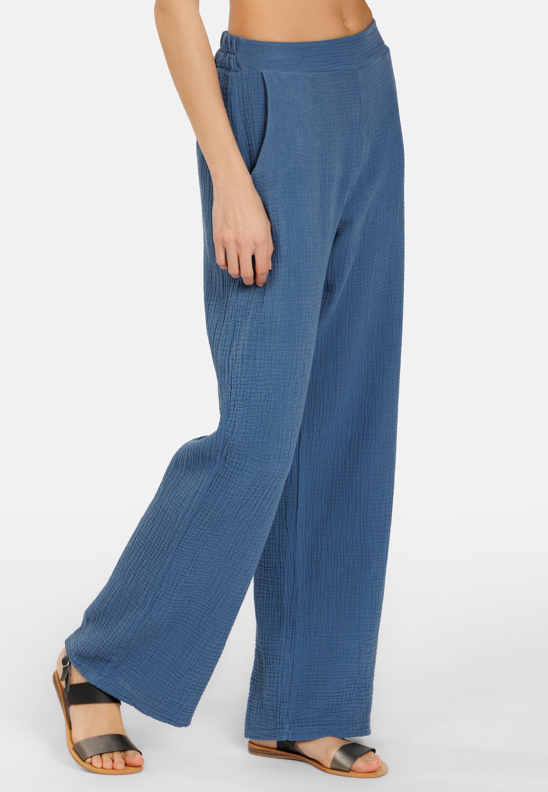 Caspar Stoffhose Damen Musselin Hose 100% Baumwolle Sommerhose Made in Italy - KHS055