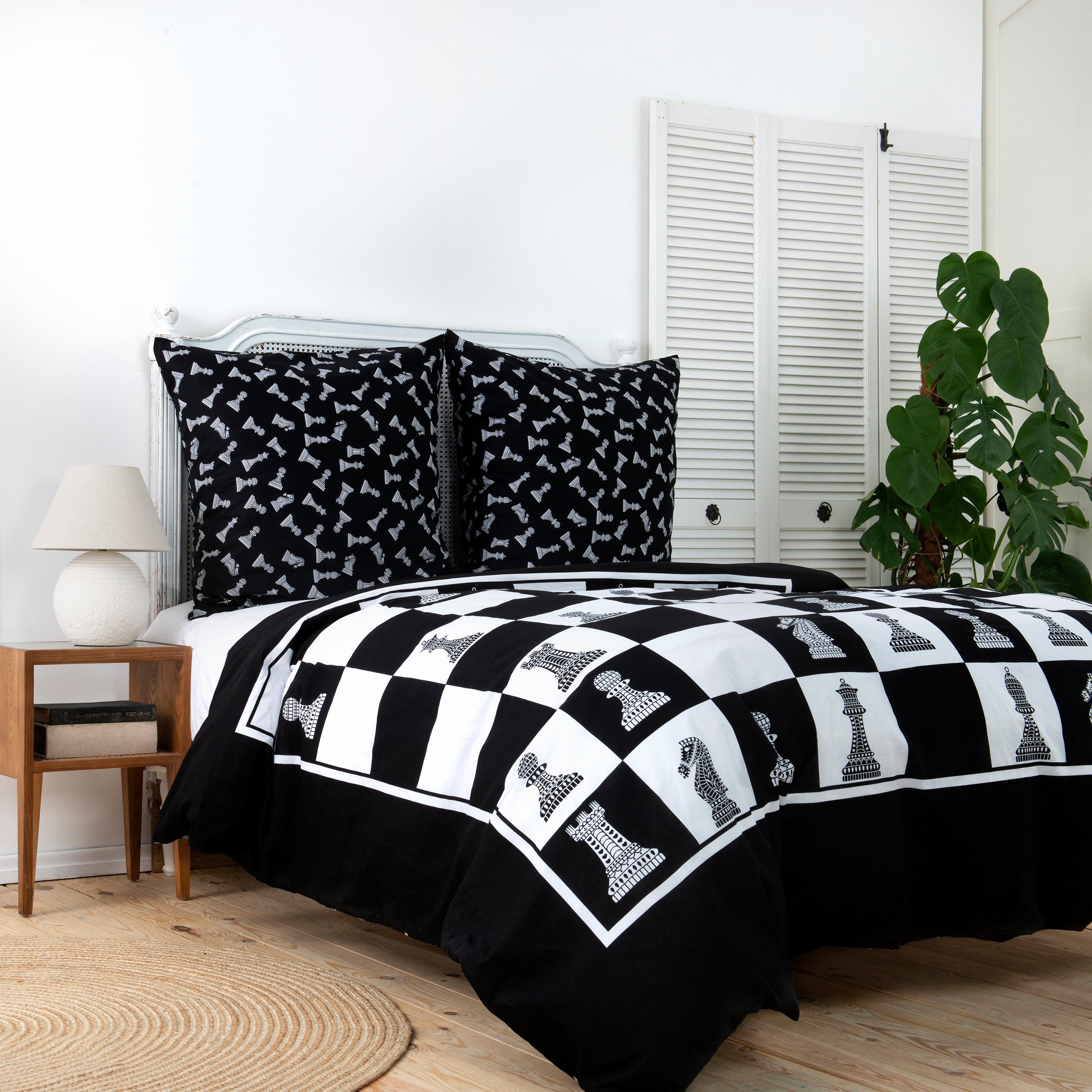 Karaca Bettwäsche Karaca Home Chess Schnürschlafzug Set 200X200 cm Schlafzug +2*80X80 cm