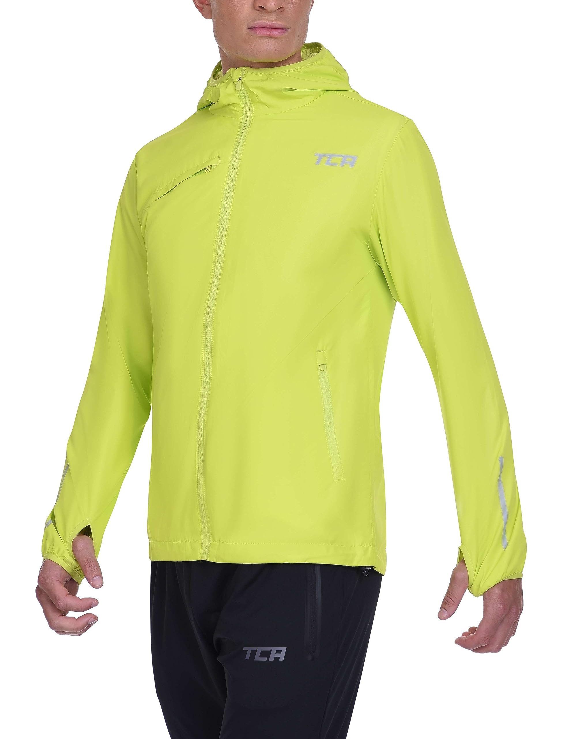 Regenjacke TCA Herren Laufjacke, reflektierend, atmungsaktiv, Packable, Grün, XL