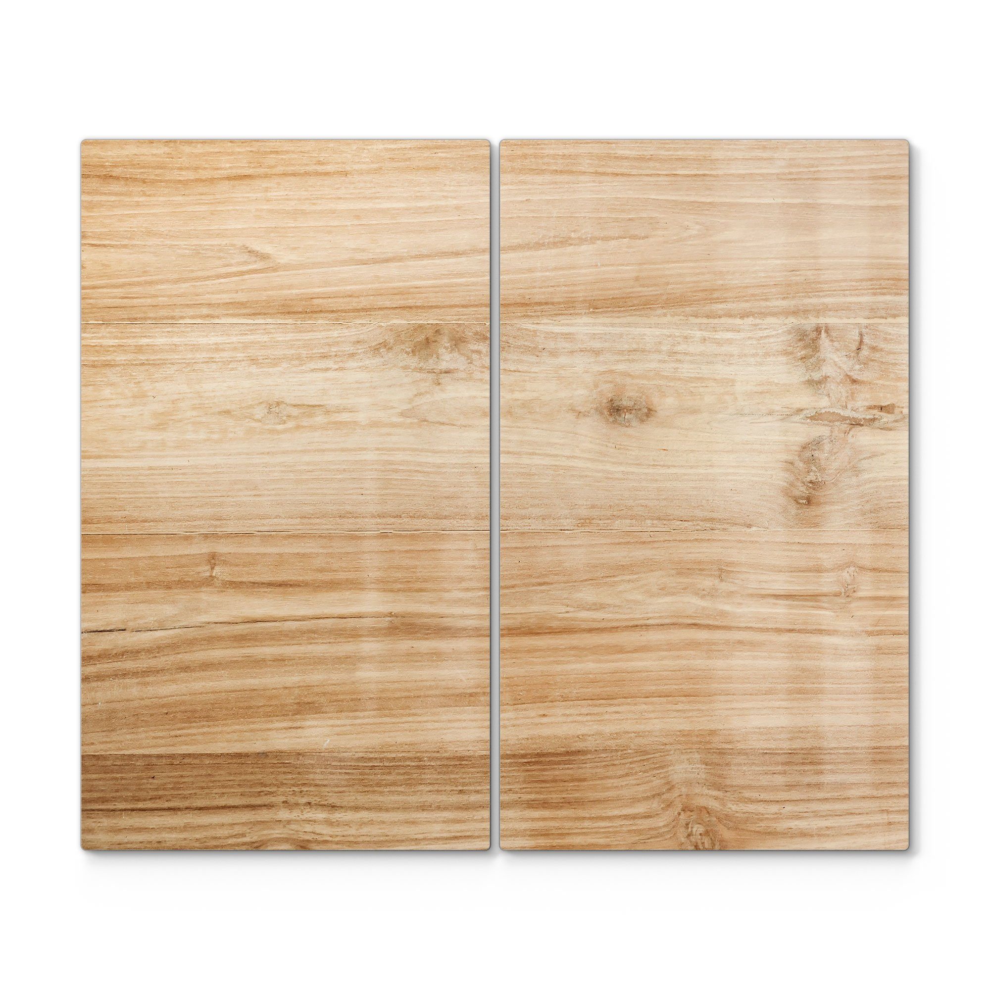 DEQORI Herdblende-/Abdeckplatte 'Holzstruktur detailliert', Glas, (2 tlg), Herdabdeckplatte Ceranfeld Herd Platte Abdeckung Glasplatte