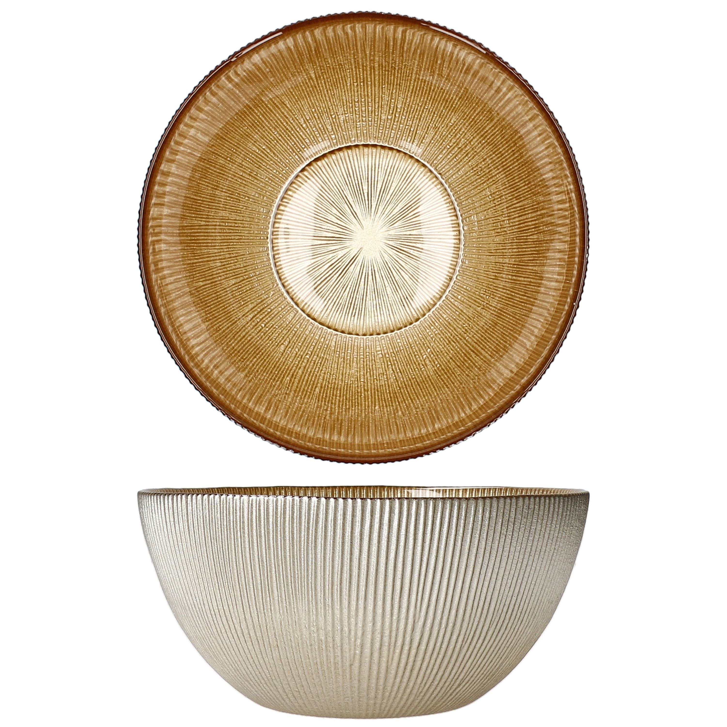MamboCat Müslischale 6x Kairo Gold Müslischale 500ml Glas 6 Personen Dessert-Bowl Relief, Glas, Weihnachtsgeschirr, Weihnachten, Weihnachtsset, Geschirr