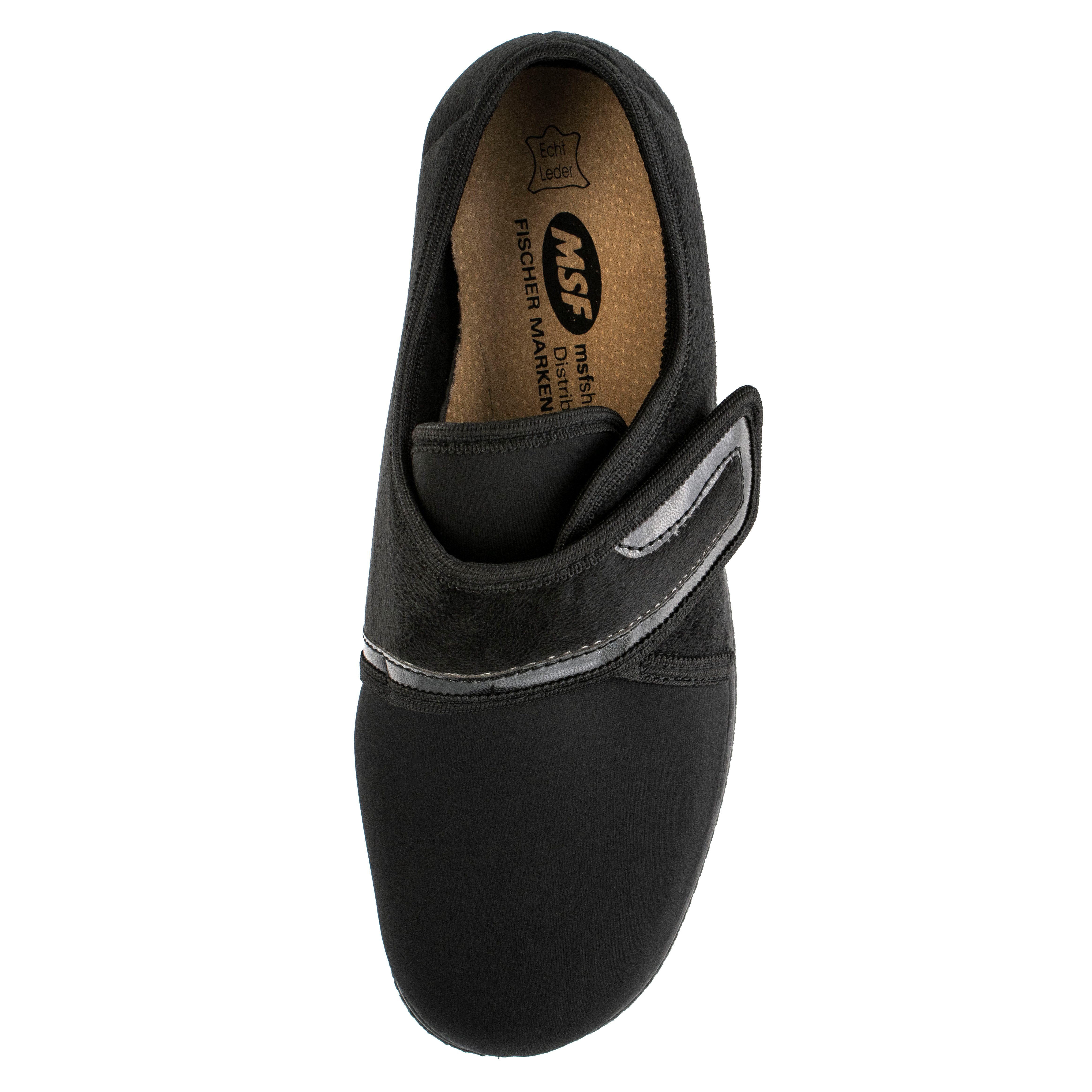 Fischer-Markenschuh Margot Klettschuh aus Stretchmaterial/Velour, Ledereinlegesohle herausnehmbar, Weite H