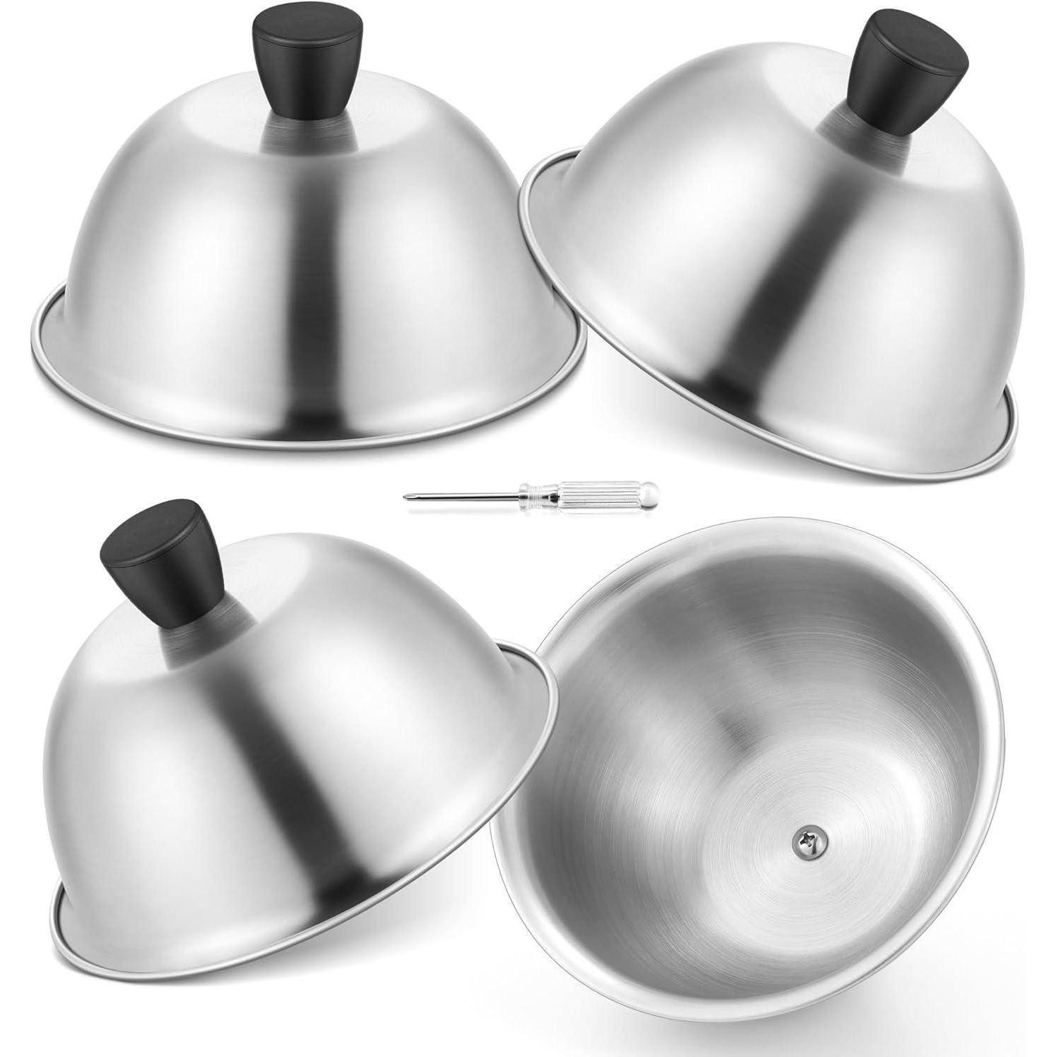 LuxusKollektion Контейнер для парохода Burgerglocke Edelstahl Käse Burgerglocke Set Kunststoffgriff x 4