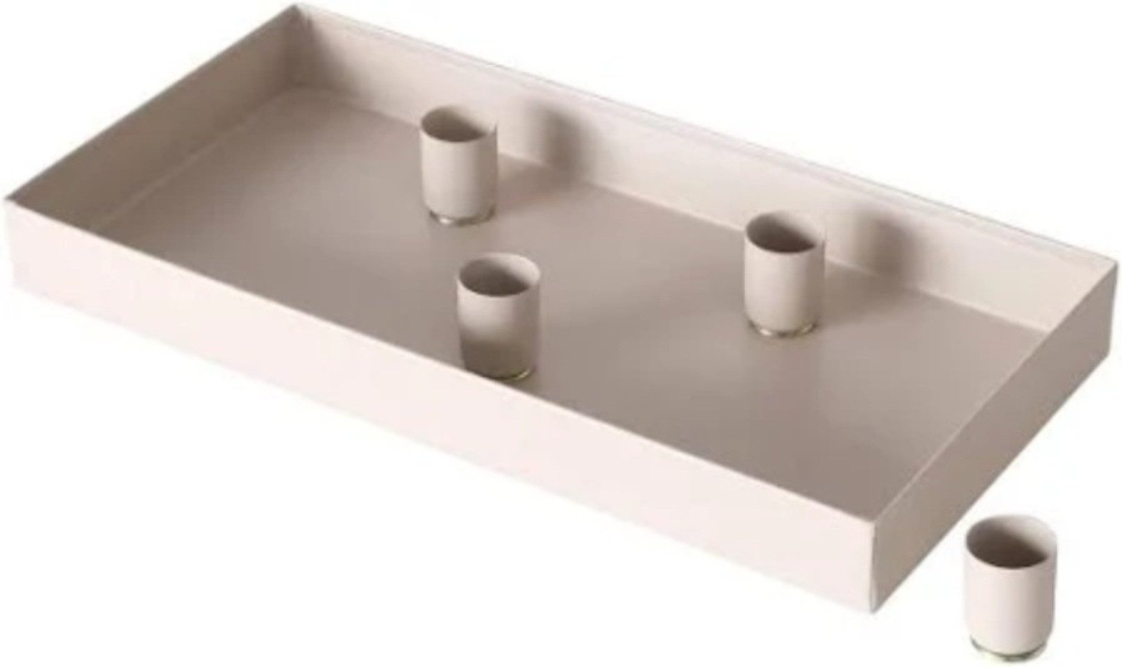 BOLTZE Adventsleuchter Tablett L30cm Beige /Grau Eckig Mit Magnetkerzenhaltern