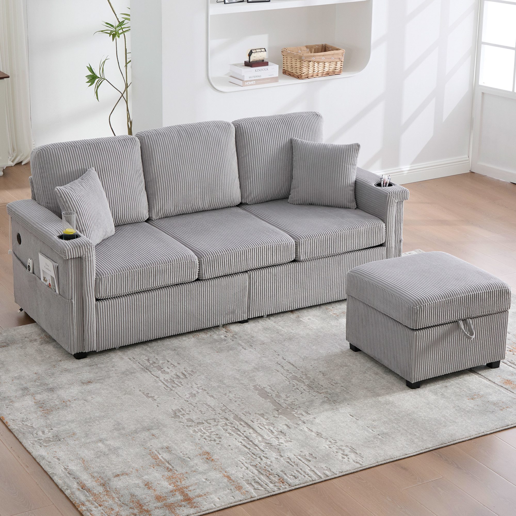 Odikalo 3-Sitzer Speichersofa Schlafsofa mit USB günstig online kaufen