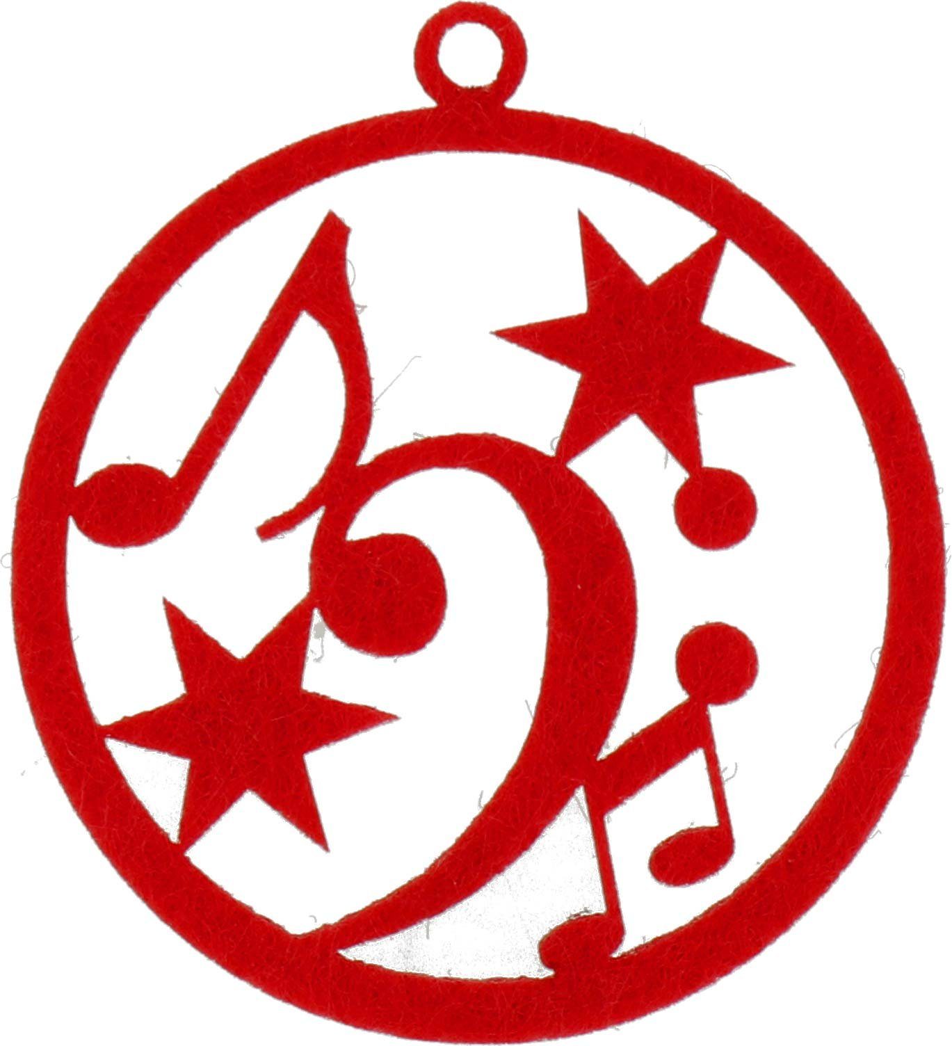 mugesh Weihnachtsbaumkugel Weihnachtskugel Filz Bassschlüssel, für Musiker rot