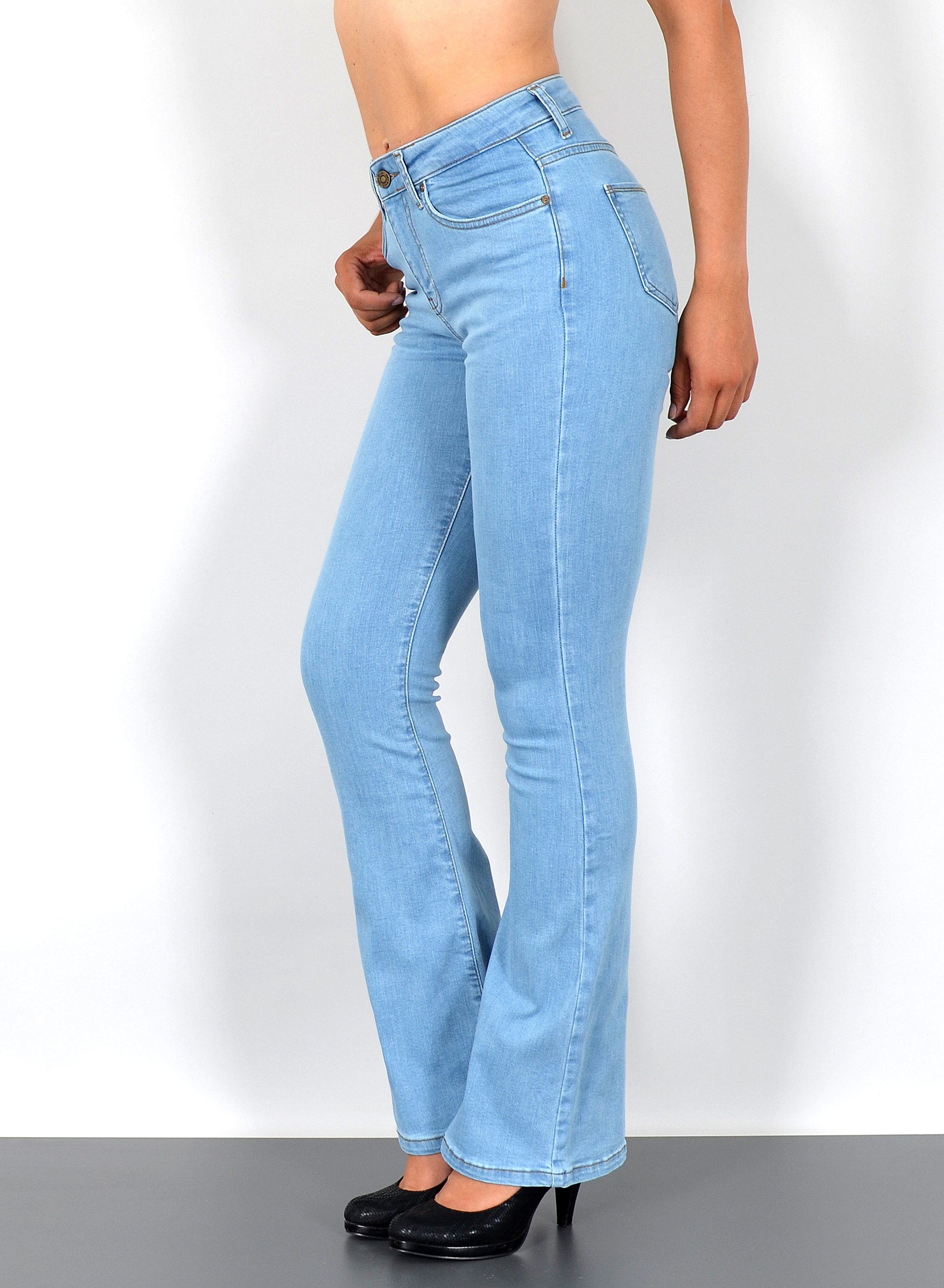 ESRA Bootcut-Jeans Bootcut Jeans Damen High Waist Stretch Wide Leg Jeans bi günstig online kaufen