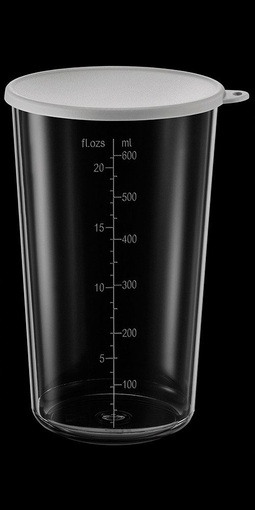 ESGE-Zauberstab Messbecher, mit Deckel 600 ml, lebensmittelecht, mikrowellen- & tiefkühlgeeignet, Messskala