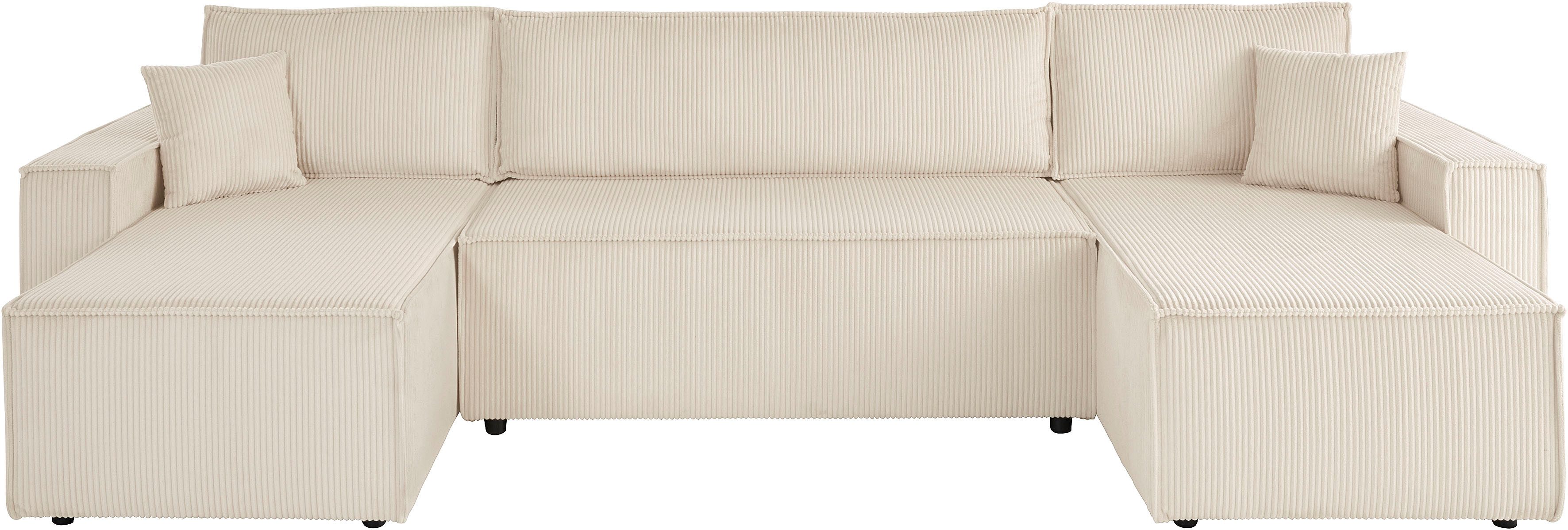 OTTO home Wohnlandschaft CASSI U-Form, 311cm - OTTO. Verlässliche Qualität., Schlaffunktion (133/200), Bettkasten, Tonnentaschen-Federkern, Cord