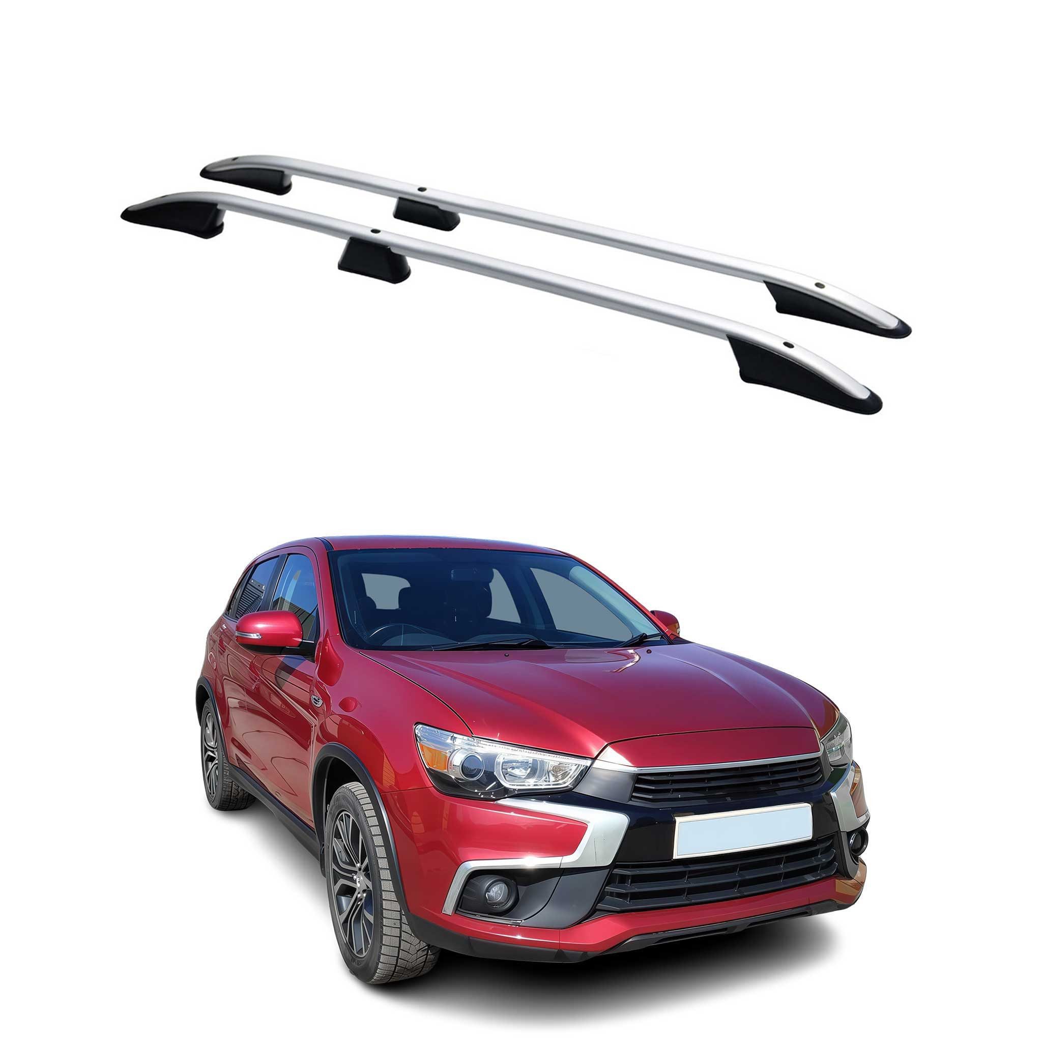 OMAC Dachträger Dachreling für Mitsubishi ASX 2010-2021 Alu Silber 2x (2-St), Rostbeständig, Einfache Montage, Korrosionsbeständig