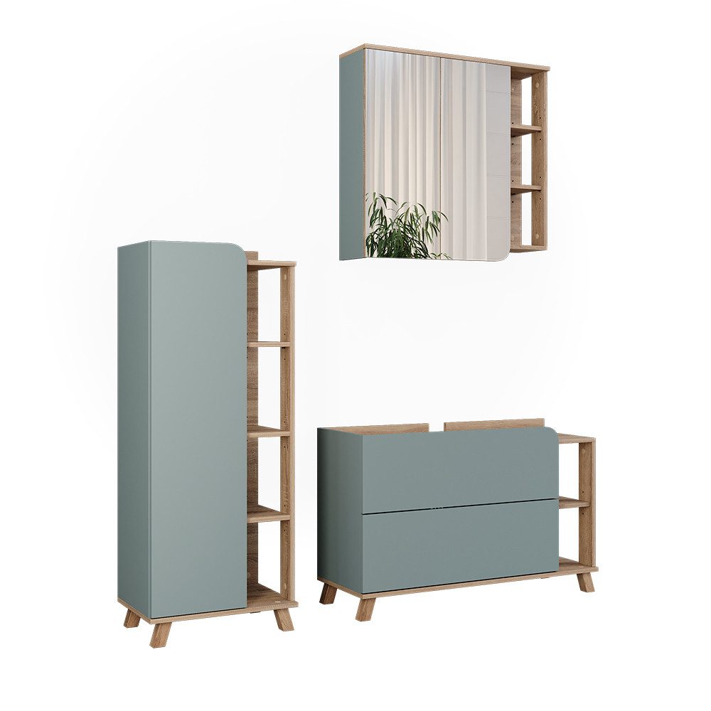 Vicco Badmöbel-Set Karen, Sonoma/Blau, 3 Teile, (3-St., 3er Set) günstig online kaufen