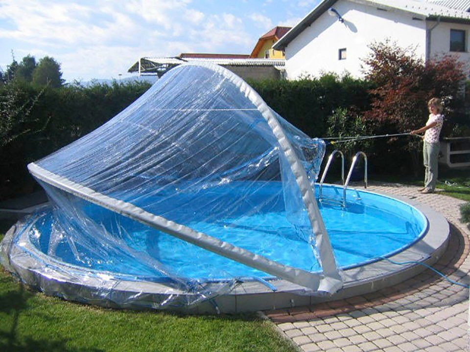 KWAD Poolverdeck Cabrio Dome für runde Pools mit schmalem Handlauf, in verschiedenen Größen