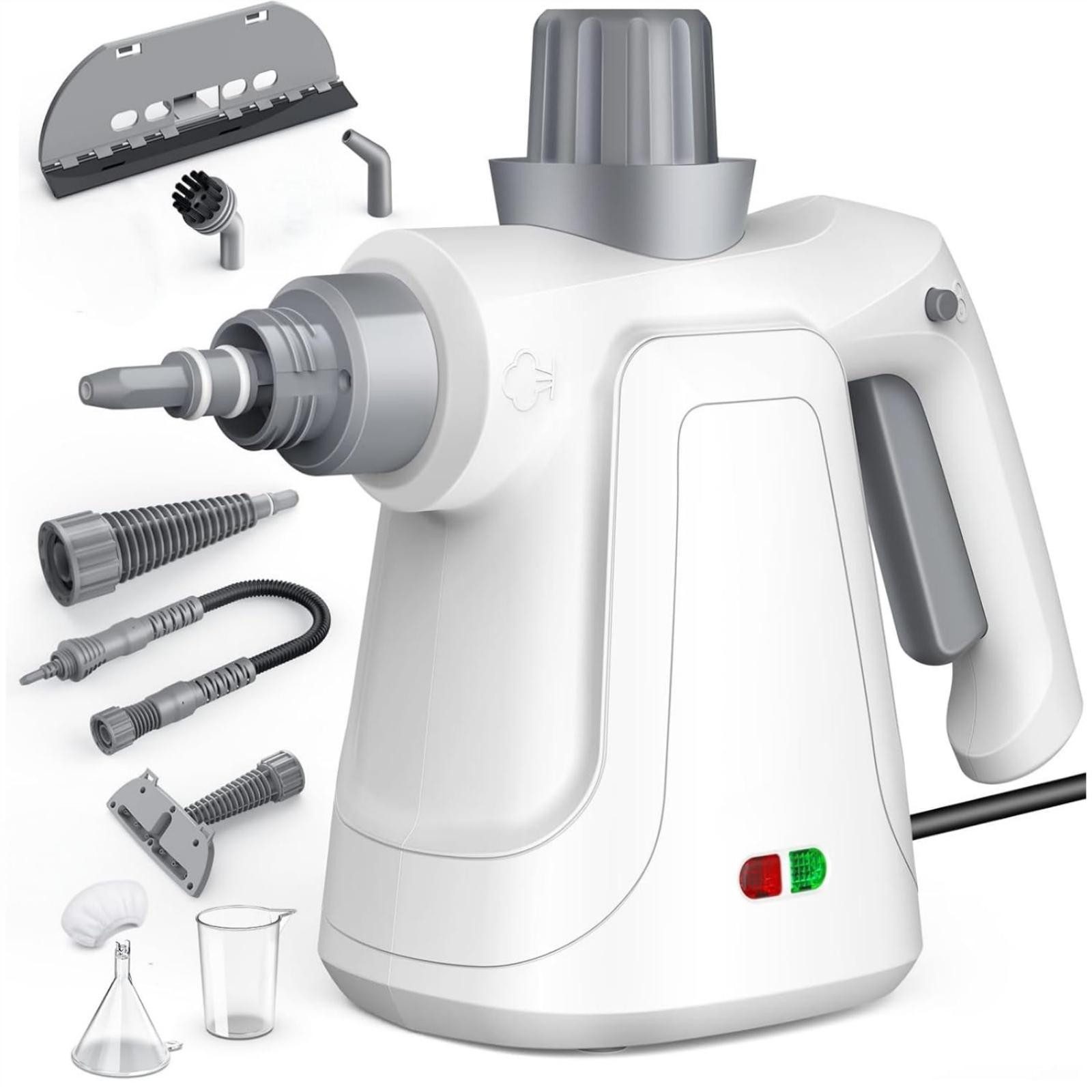 AIBISTAR Handdampfreiniger Dampfreiniger Steam Cleaner 400 ml Hochdruck 3,2 Bar, 1000 W, beutellos, 1000W,95.7in Netzkabel,9 Zubehörset,Handgerät Dampfreiniger