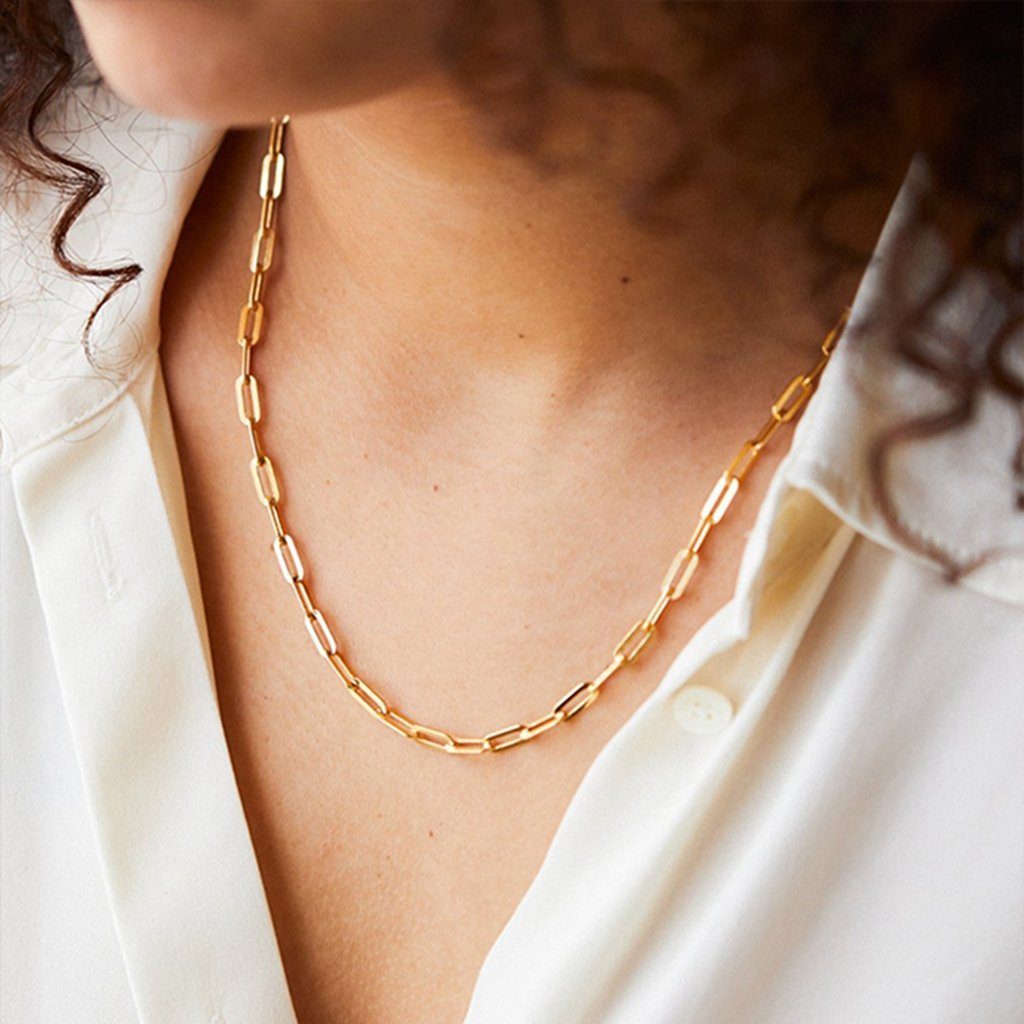 vergoldete für Frauen aus Männer und Titanstahl, Gliederkette WaKuKa Kreuzkette Roségold Halskette