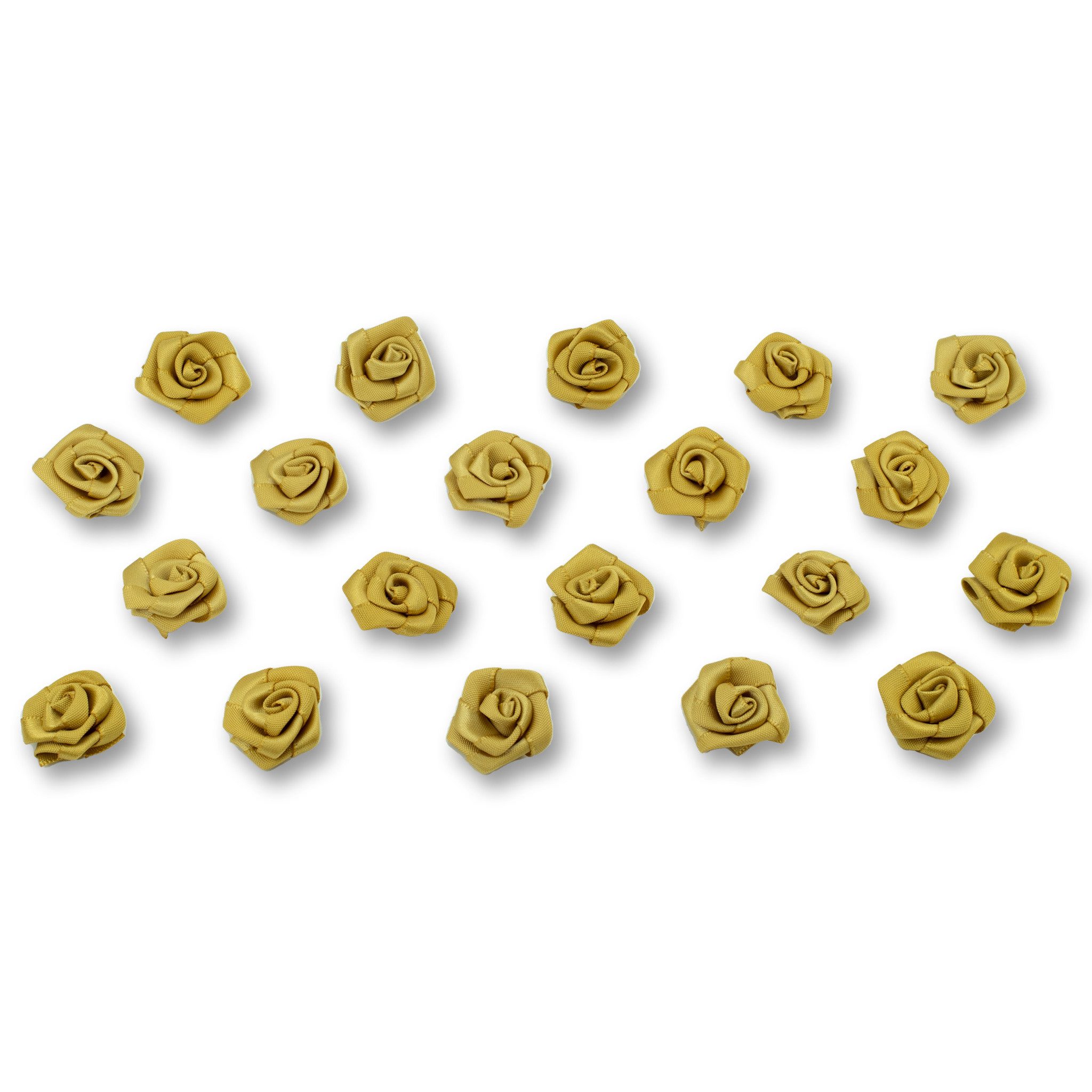 Creativery Streudeko, Satinrosen 2cm zum Basteln & Aufnähen 20 Stück Gold