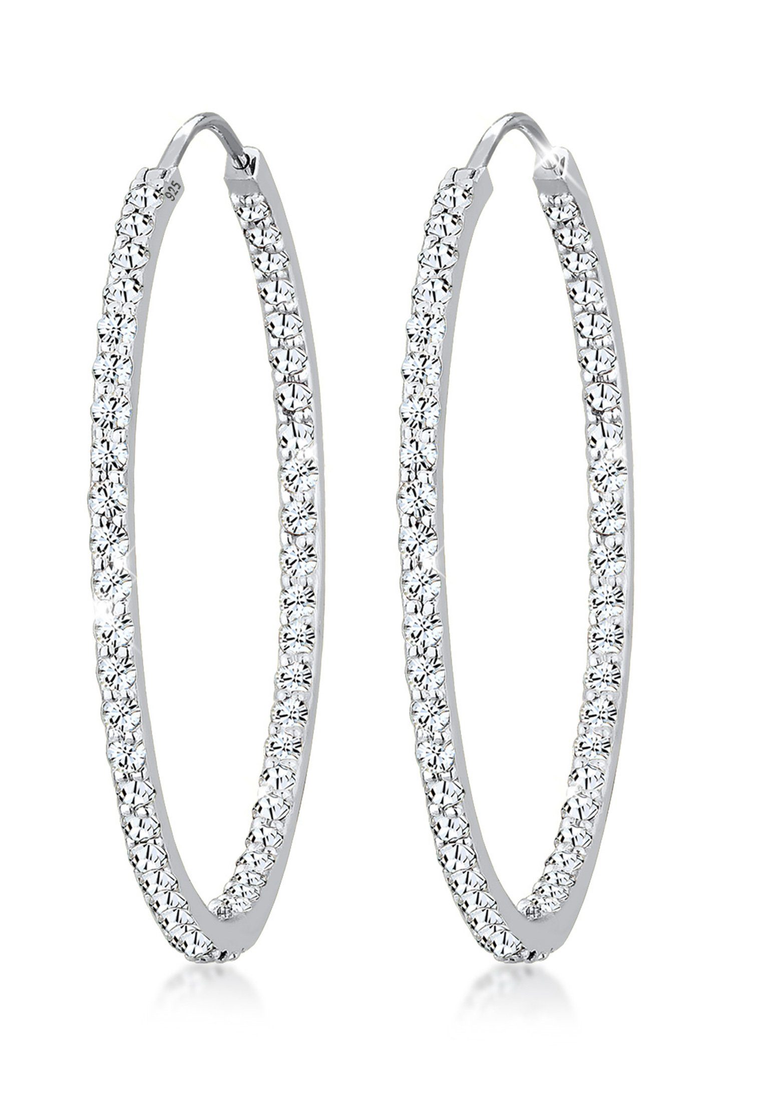 Elli Premium Paar Creolen Creolen Weiß 925 Sterling Silber, mit Kristallen günstig online kaufen