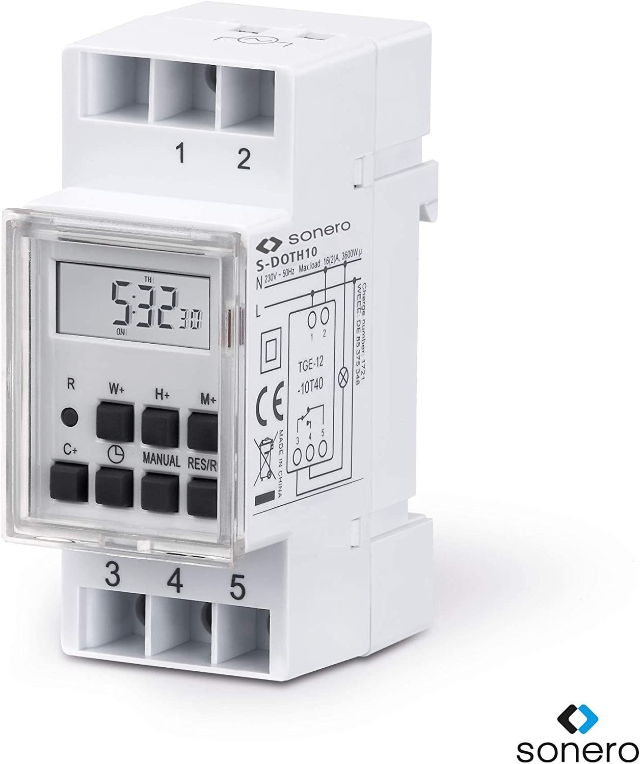 sonero Zeitschaltuhr sonero® Digitale Zeitschaltuhr für Hutschienen / Schalttafel Einbau