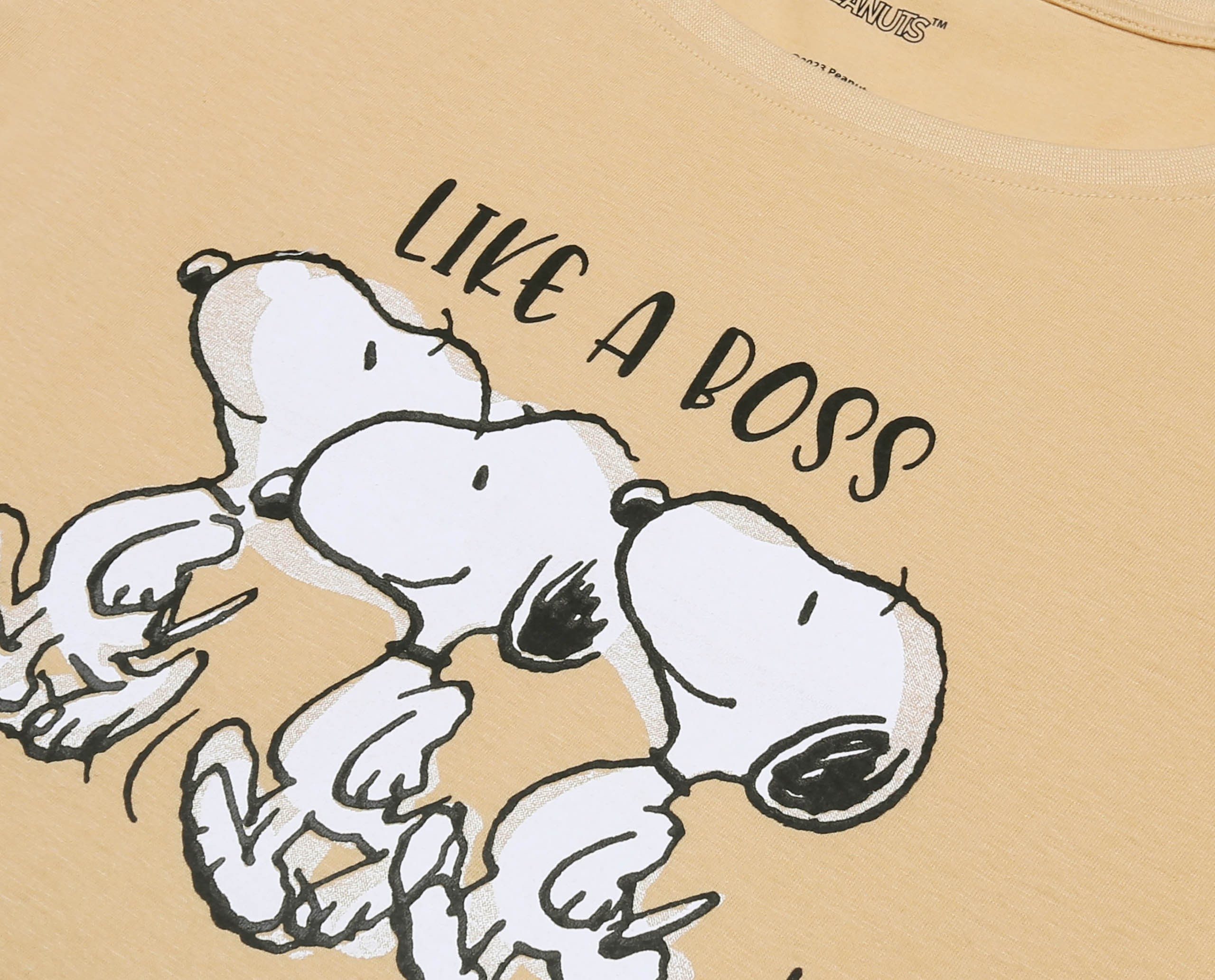 Snoopy Nachthemd Snoopy Damen Nacht­hemd Beige, Kurzarm Schlafshirt 100% Baumwolle
