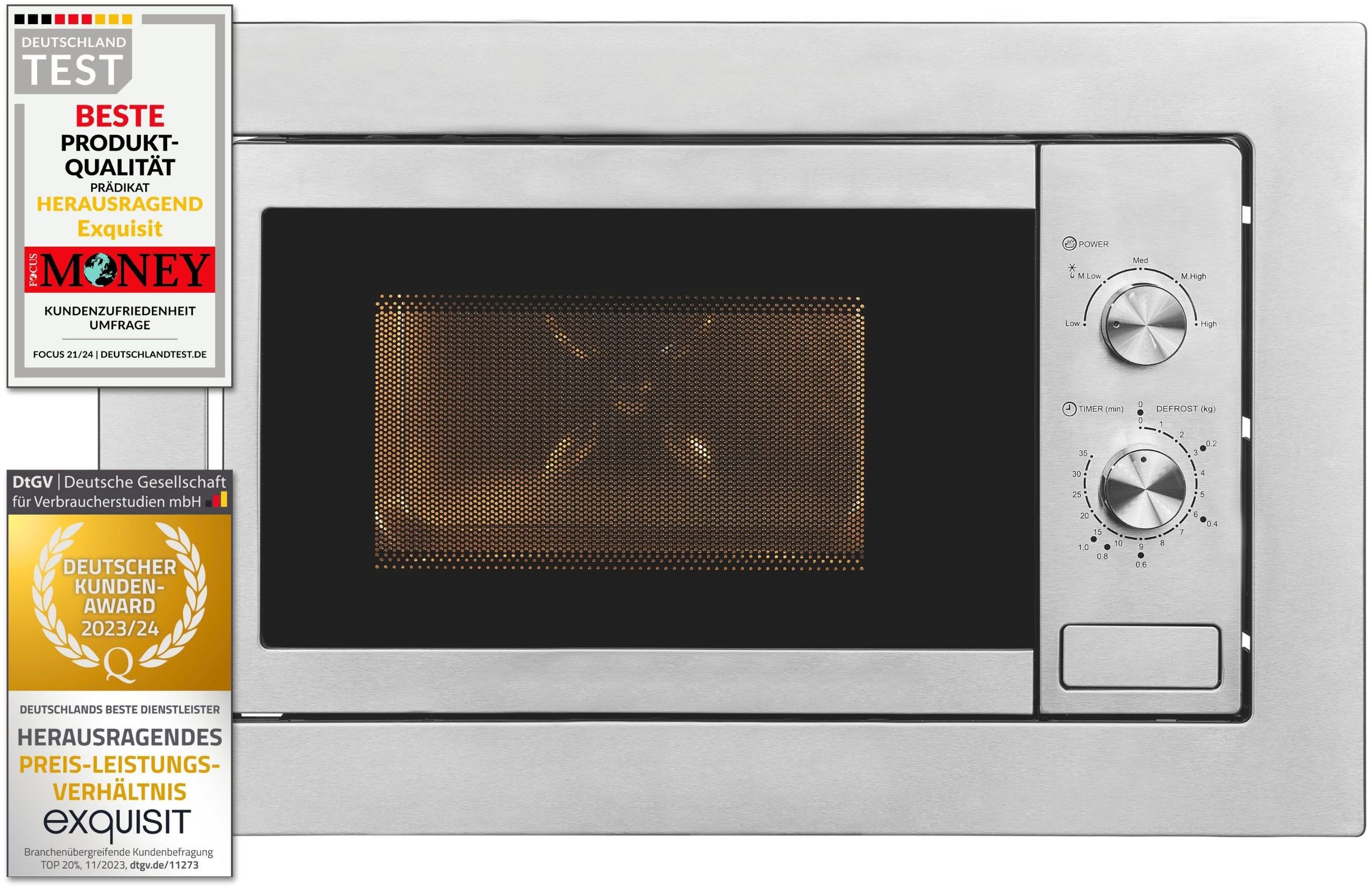 exquisit Einbau-Mikrowelle EMW10-020, Mikrowelle, 20 l, 2-in-1 Gerät: Auftauen und Aufwärmen – Genuss im Handumdrehen