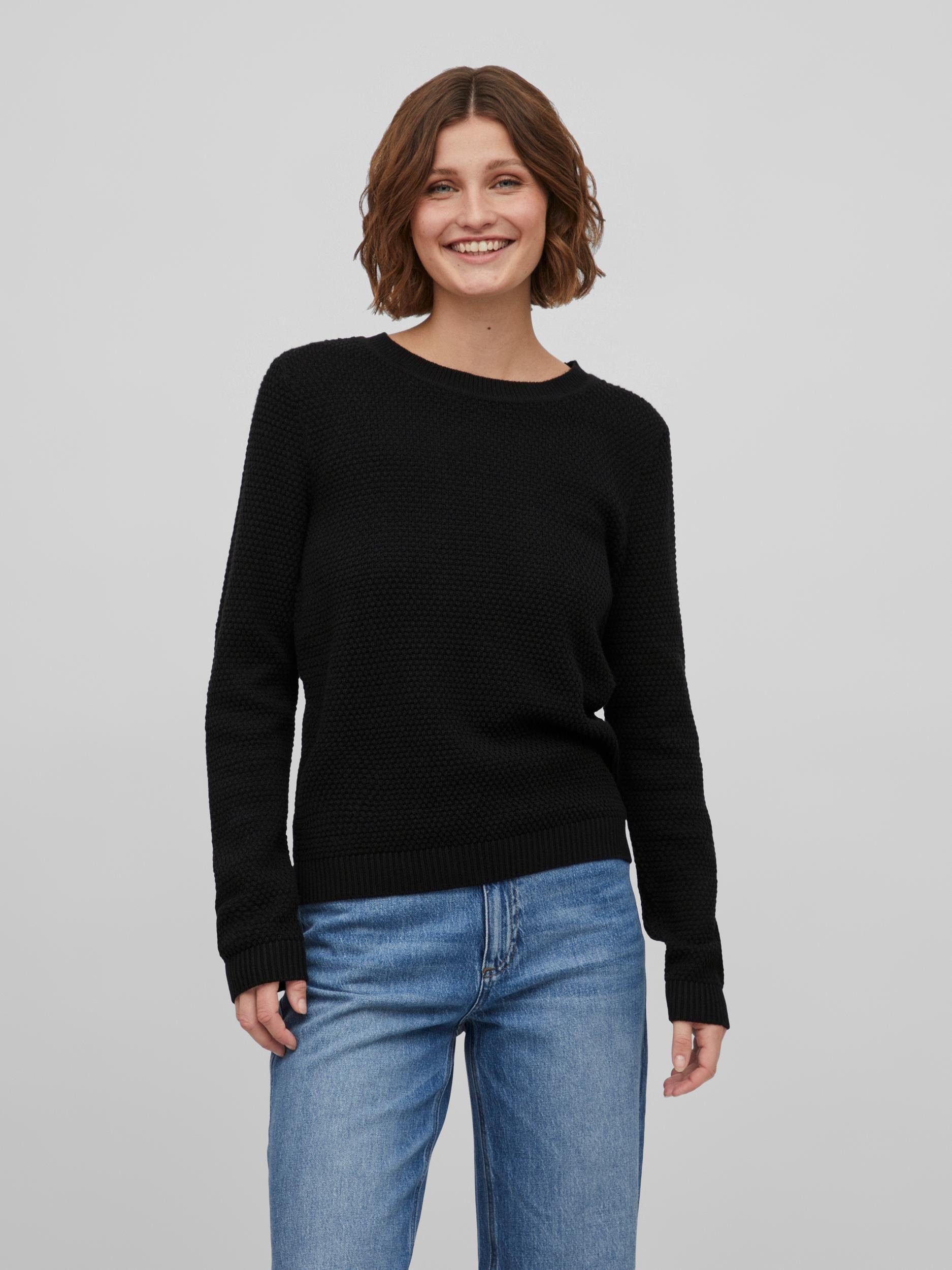 Vila Rundhalspullover VIDALO O-NECK L/S KNIT TOP- NOOS Black