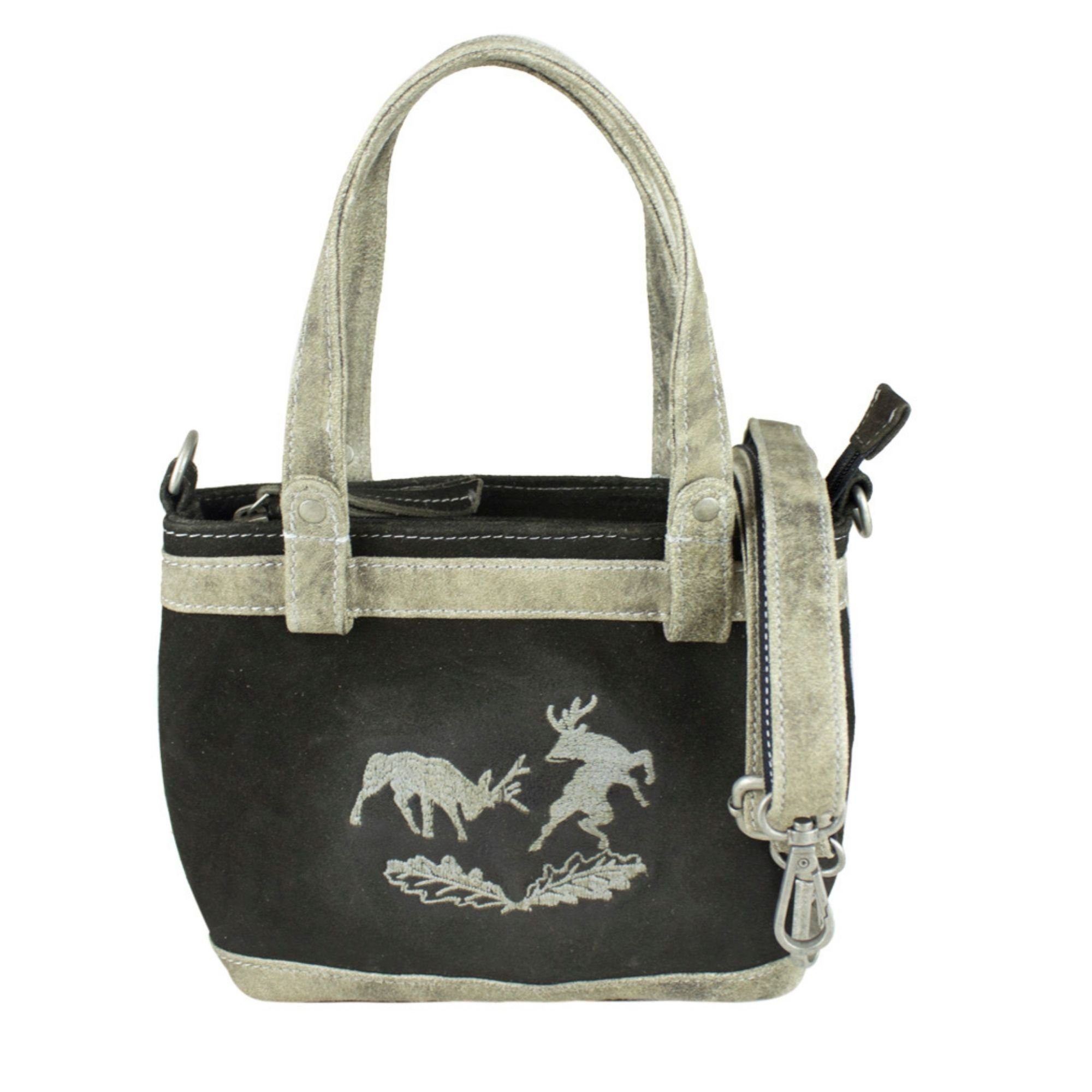 Domelo Trachtentasche Leder Trachtentasche Bestickte Dirndltasche, Trachtenmotive Reh Stickerei