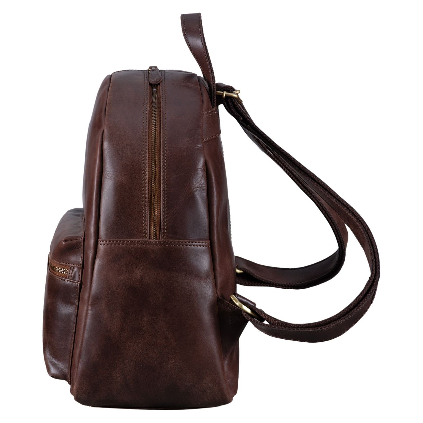 STILORD Notebook-Rucksack braun - XL "Flynn" Großer lyon Leder Rucksack