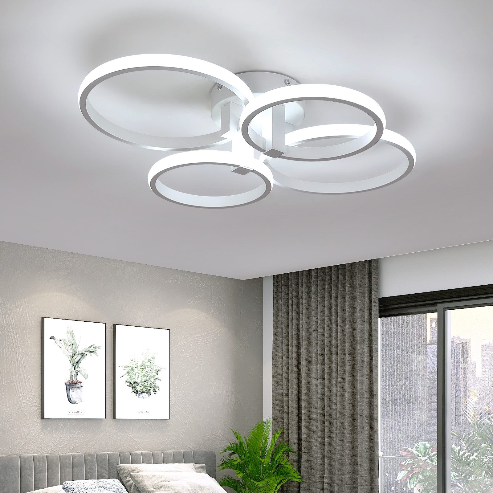 Goeco Deckenleuchte mit LED-Ring, asu Aluminium günstig online kaufen