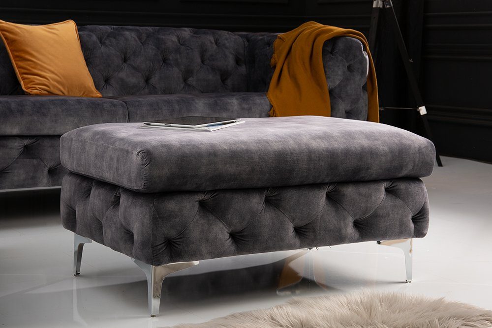 riess-ambiente Fußhocker MODERN BAROCK 92cm dunkelgrau günstig online kaufen