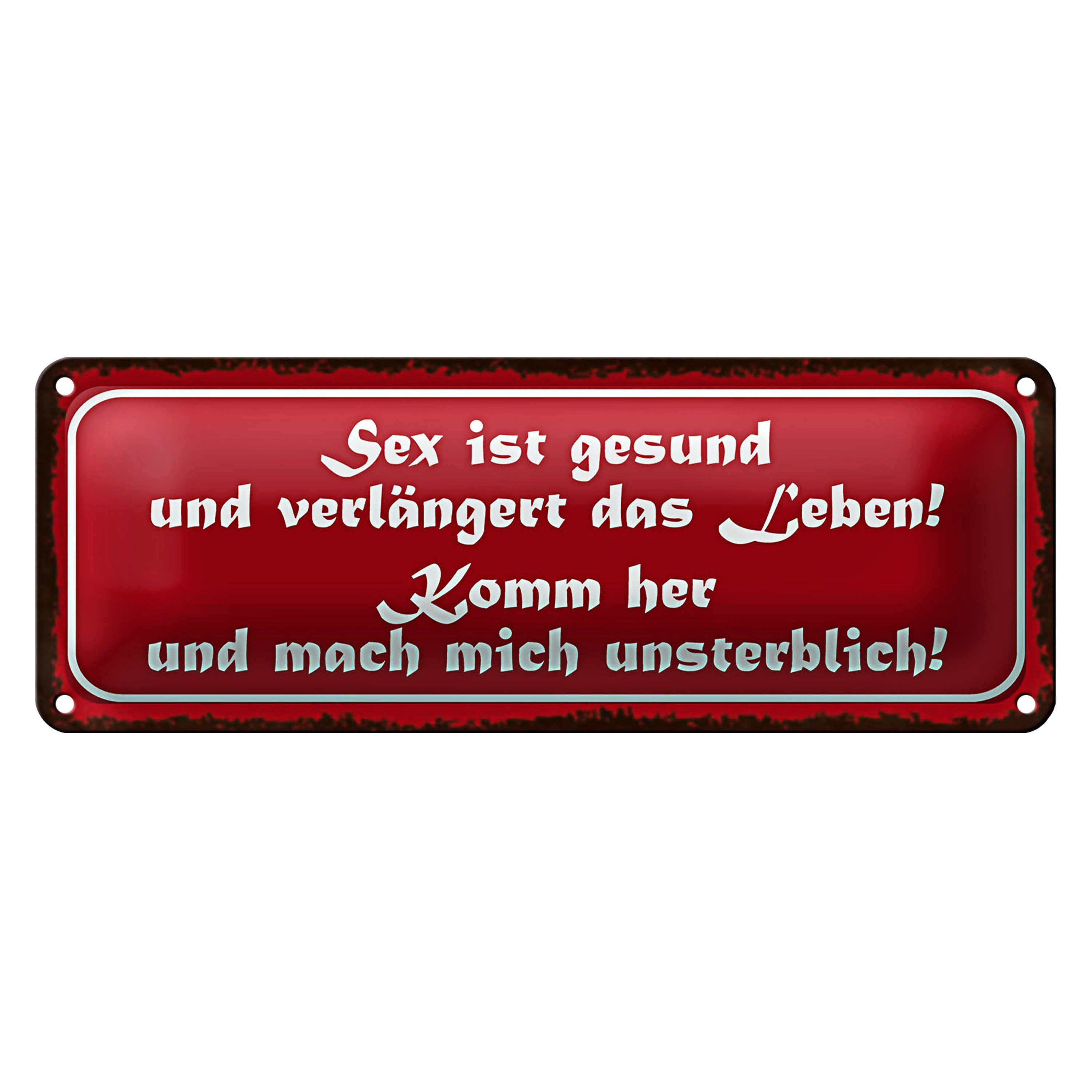 Roomando Metallschild Blechschild Spruch 27x10cm Sex ist gesund verlängert Leben Dekoration