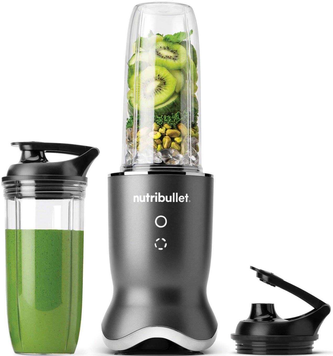 nutribullet Smoothie-Maker Ultra NB1206DGCC - 1200W, 2 Mixbecher (900&700ml), Grau, 1200 W, Beleuchtetes Bedienfeld, leistungsstark und leise, 2 to-go Deckel