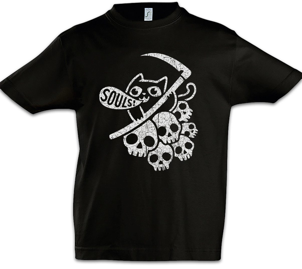 Print-Shirt Cat Reaper I Kinder T-Shirt Cats Reaper Schnitter Sensenmann Death Der