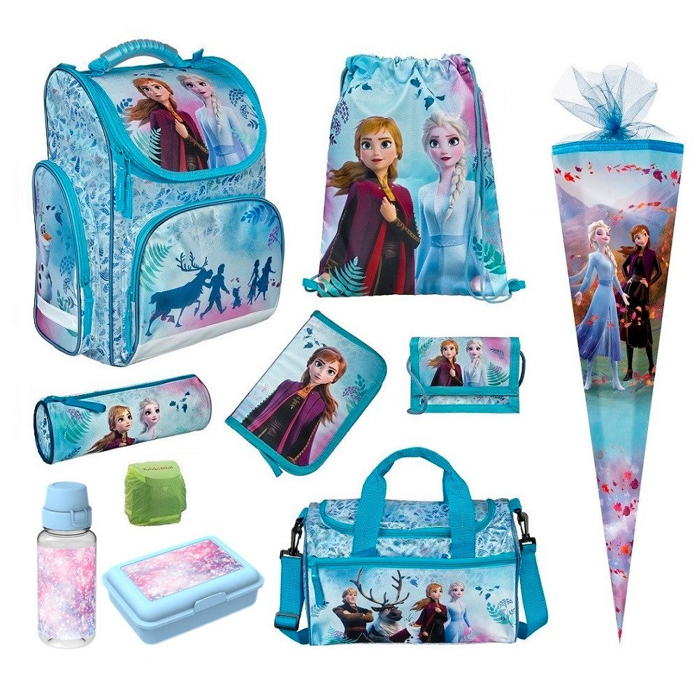 Familando Schulranzen Clou (Set, 10-tlg., inkl. Sporttasche und Nestler Schultüte), Disney Die Eiskönigin FROZEN Princess Anna & Elsa