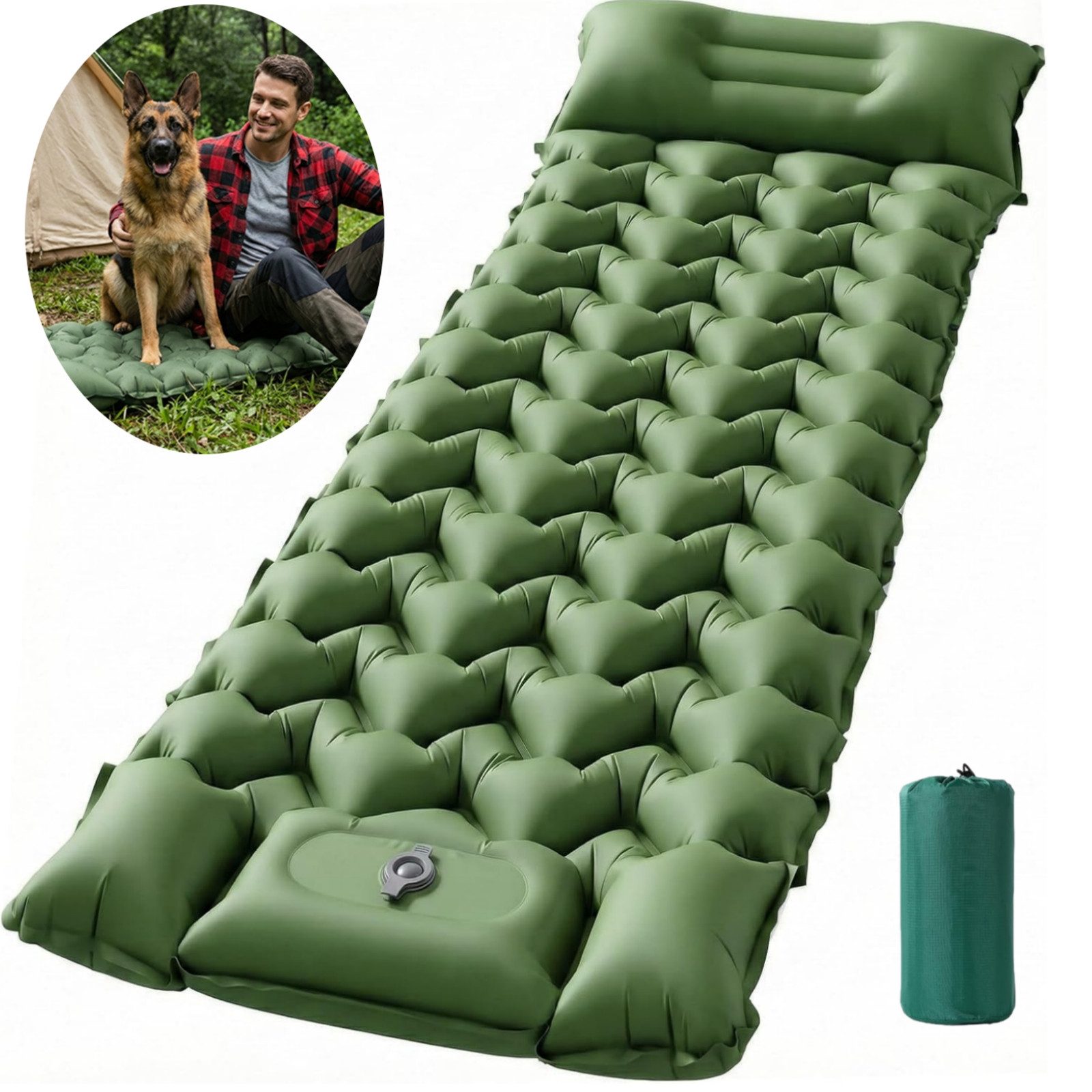 Elegear Isomatte Isomatte Selbstaufblasende mit Fußpumpe & Kissen, Campingmatte leichte, (1-tlg., für 1 Personen), 197x67cm Aufblasbare Isomatte für Wandern Strand Reisen Zelt Outdoor
