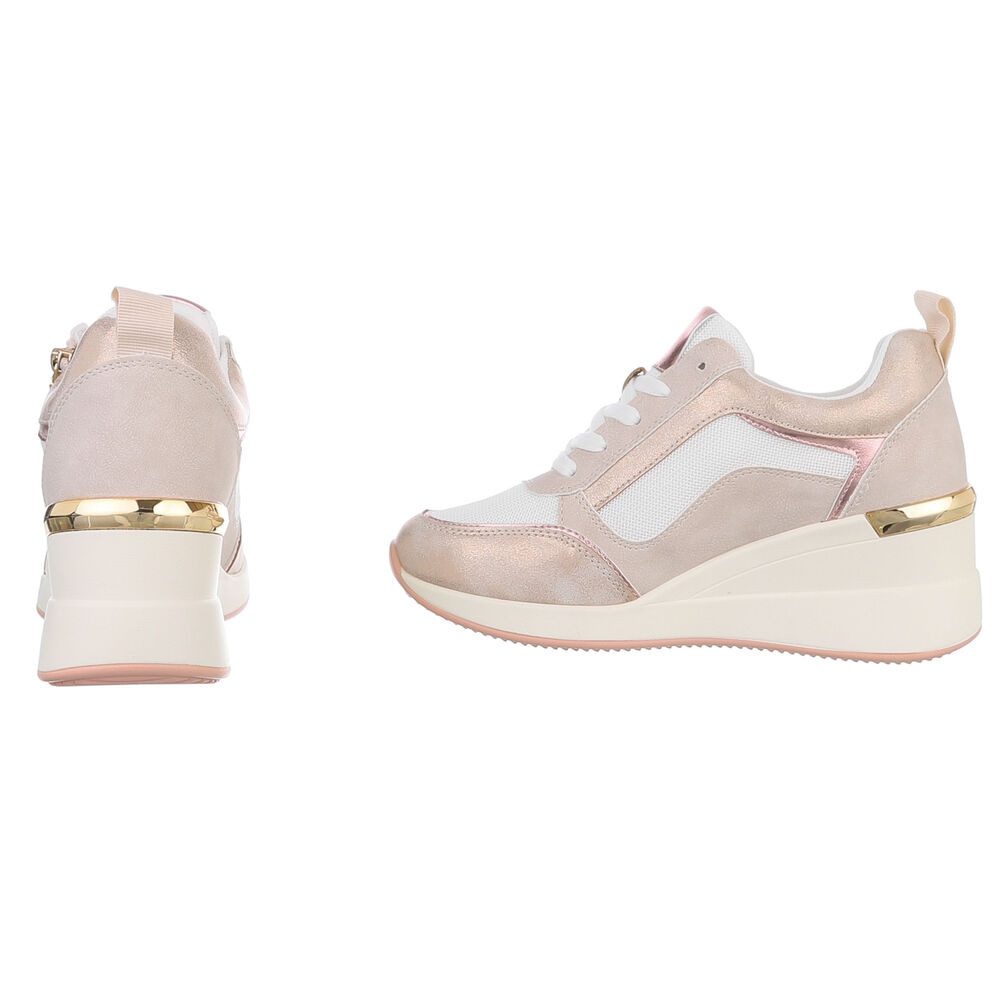 Ital-Design Damen Low-Top Freizeit Sneaker (88577376) Keilabsatz/Wedge Sneakers Low in Beige