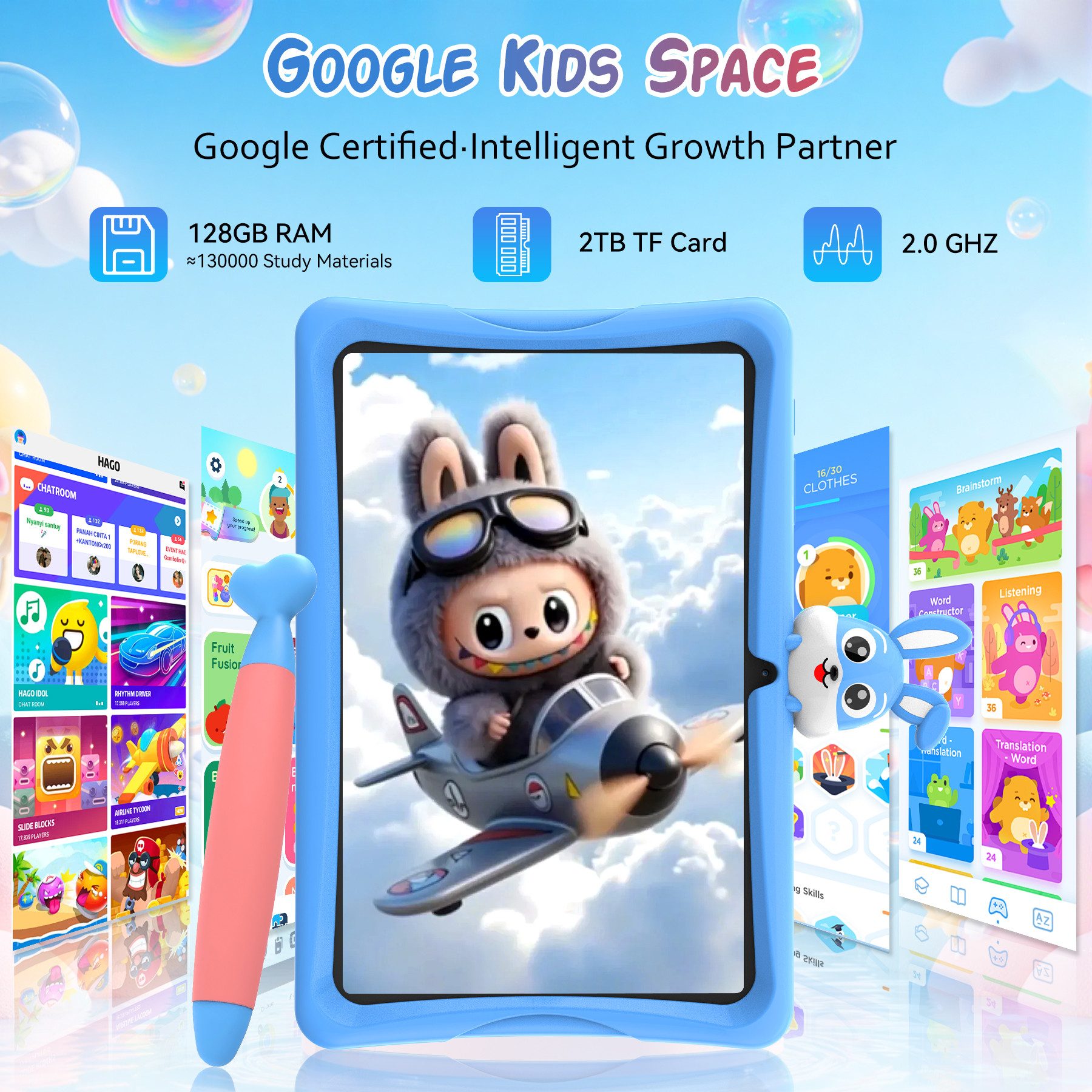 TABWEE 10.1'' Kids Android 64/128GB mit Stylus Tablet (10.1", 64 GB, Android 16, 5G wifi, Android 15, Google Kids Space, Gemini AI, mit Stift) – Bild 5 von 5
