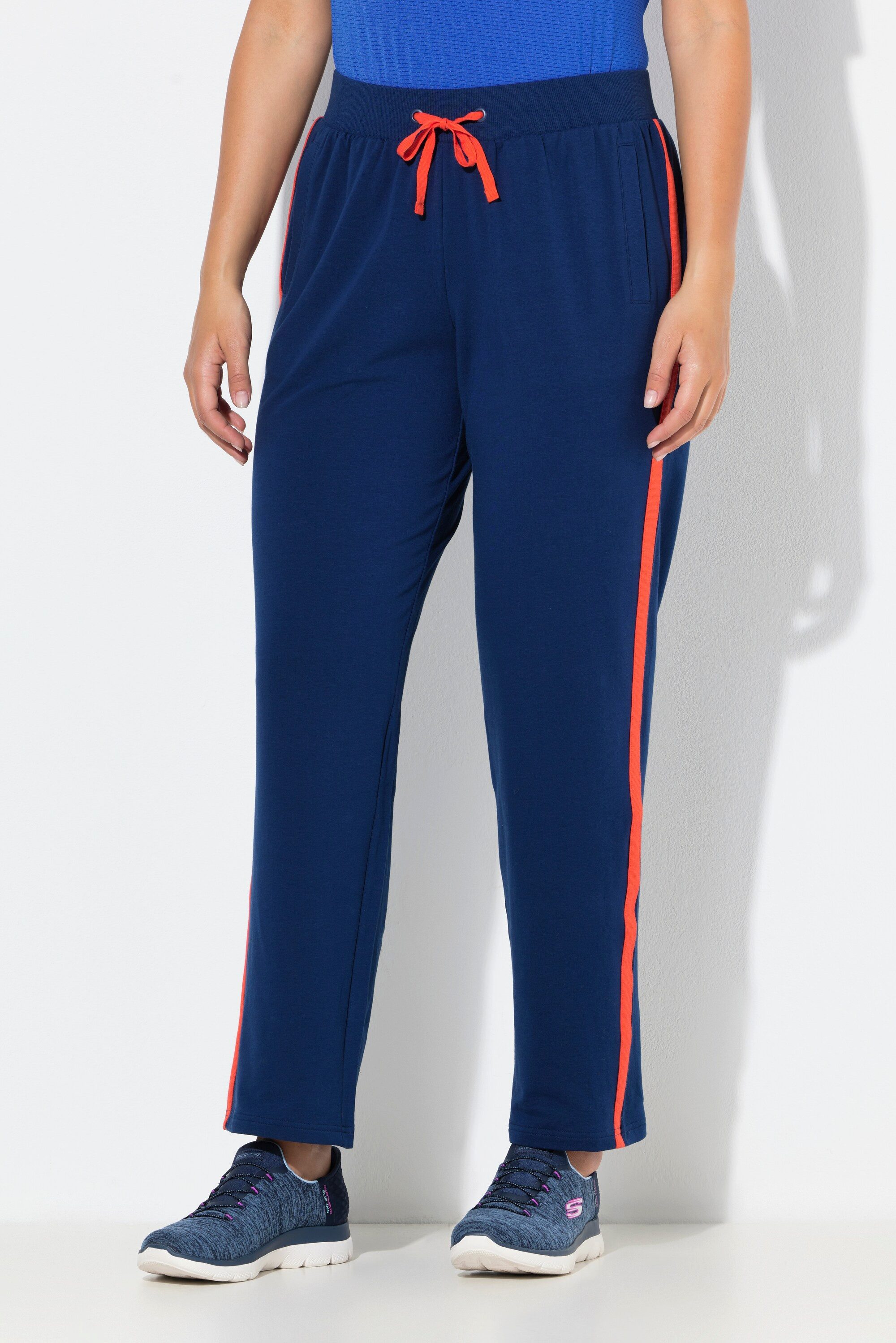Ulla Popken Jogginghose Jogginghose Seitenstreifen Kordel gerades Bein