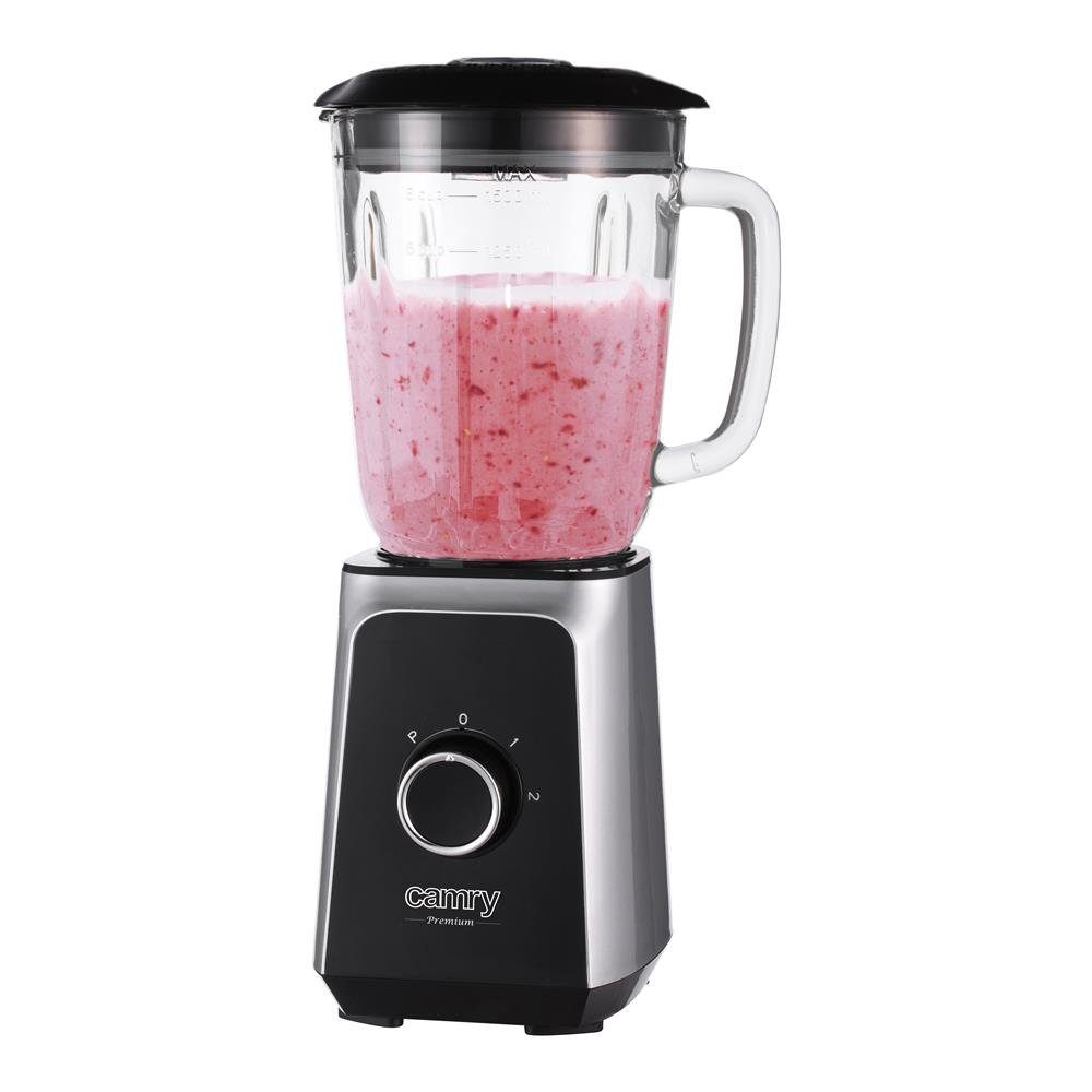 Camry Standmixer CR 4077, 1000 W, 2 Geschwindigkeitssufen, 1,5 L Glasbehälter, Klingen aus Edelstahl, mit Ice-Crusher, Smoothie-Maker, Миксер, Schwarz